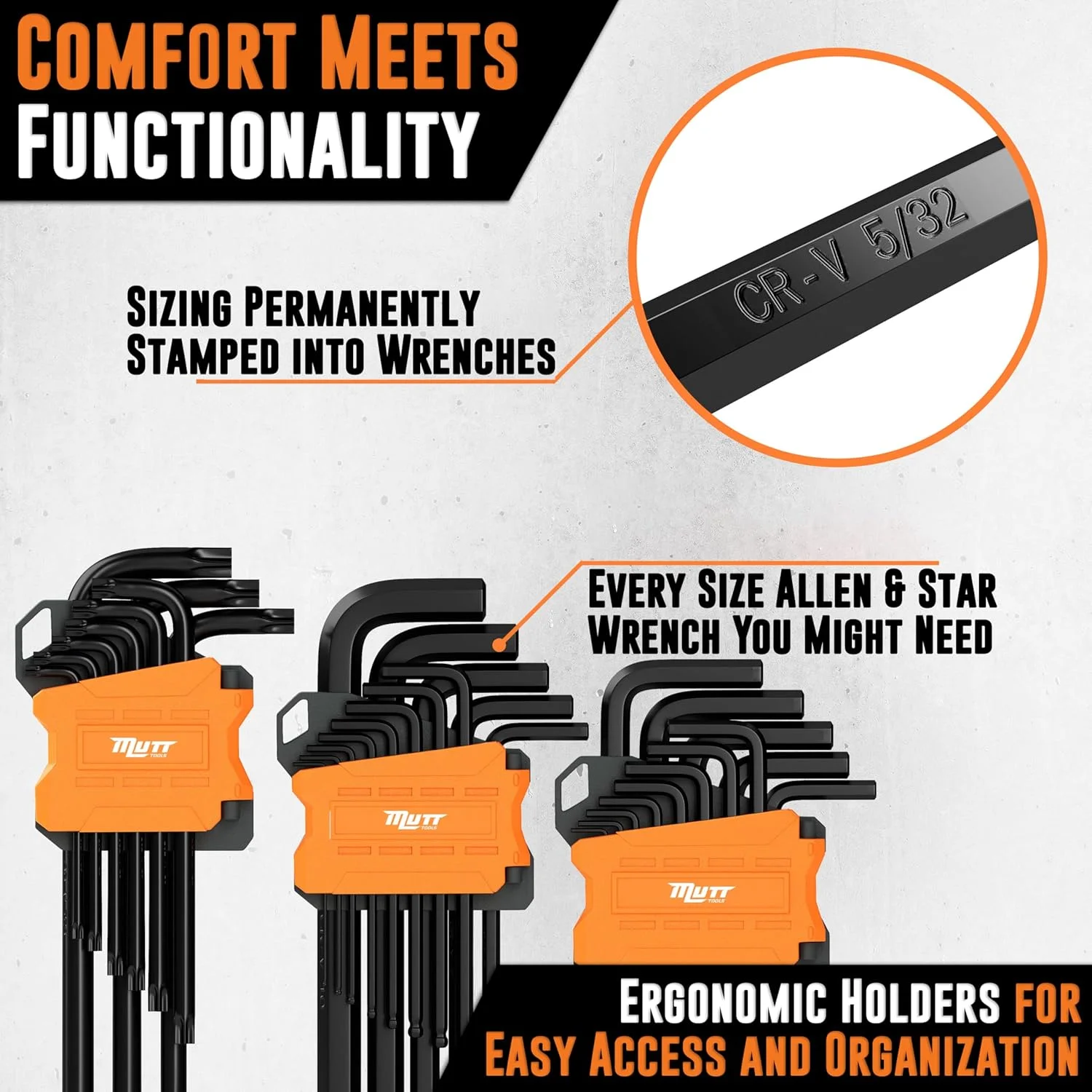 مجموعه 35 عددی آچار آلن بلند و ست آچار ستاره ای AMERICAN MUTT TOOLS - شامل ست آچار آلن سر گرد بلند ستاره ای، متریک و استاندارد SAE و ست آچار ستاره ای امنیتی - مجموعه آچارهای آلن بزرگ