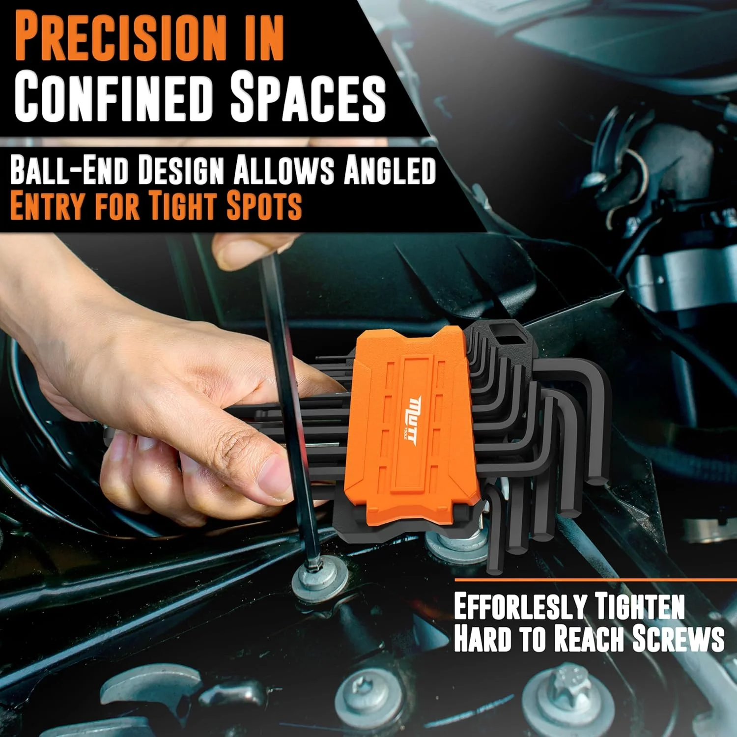 مجموعه 35 عددی آچار آلن بلند و ست آچار ستاره ای AMERICAN MUTT TOOLS - شامل ست آچار آلن سر گرد بلند ستاره ای، متریک و استاندارد SAE و ست آچار ستاره ای امنیتی - مجموعه آچارهای آلن بزرگ