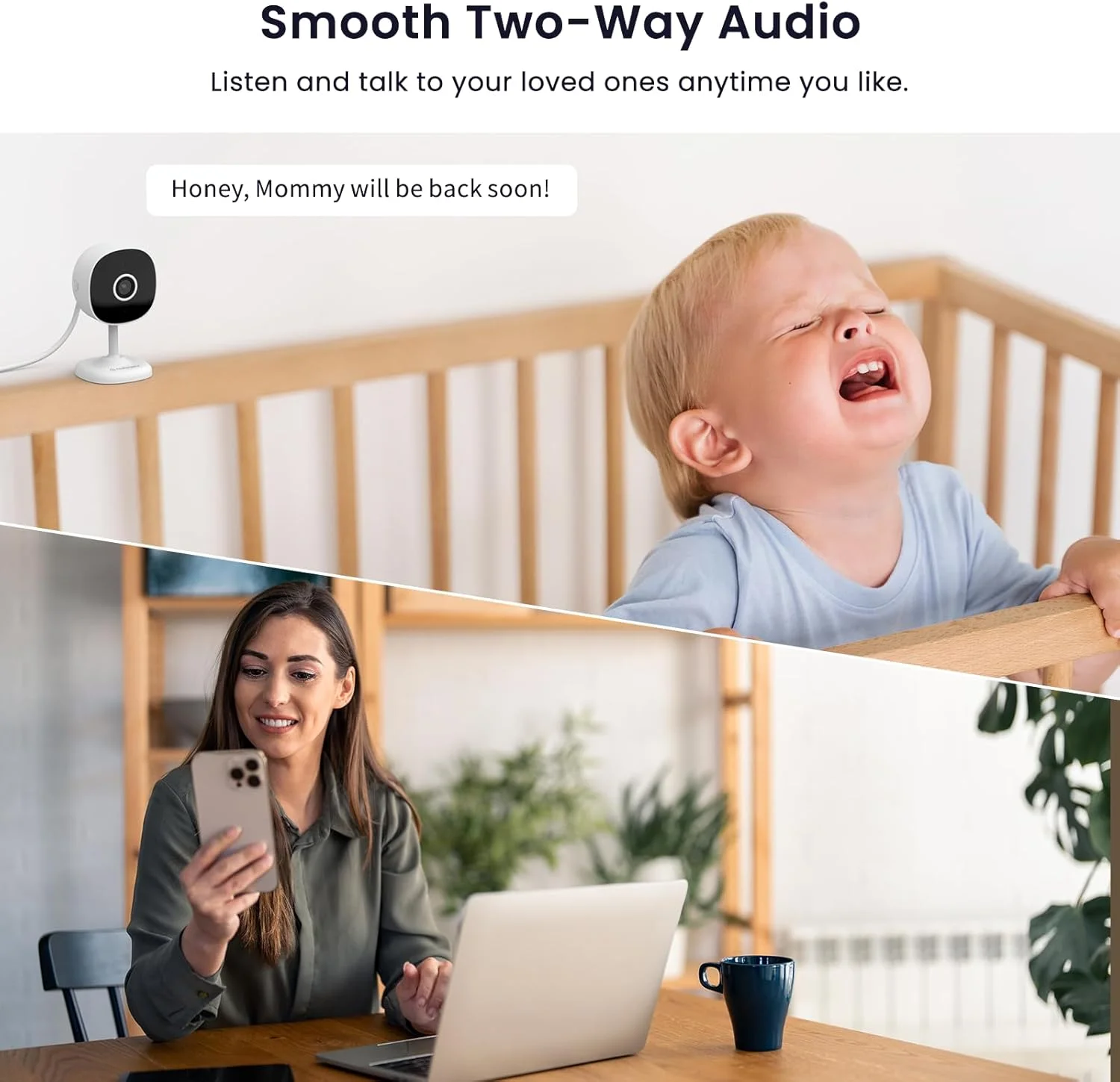 دوربین امنیتی 4 مگاپیکسلی GALAYOU برای داخل خانه - دوربین دوگانه وای فای 5G/2.4G با صدای دو طرفه برای نظارت بر کودک/حیوان خانگی/سگ/پرستار بچه، ضبط 24/7 روی کارت SD، هشدار حرکتی، دید در شب، سازگار با الکسا/گوگل هوم، G7-2P