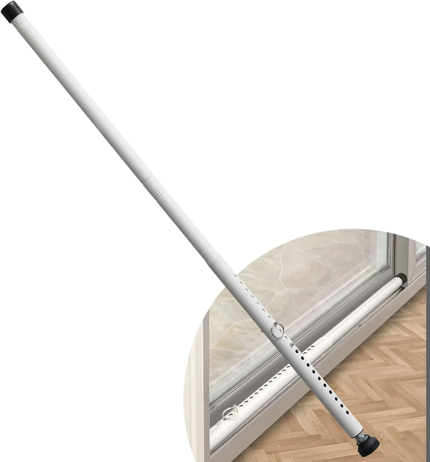 میله امنیتی درب کشویی DIIG، میله ایمنی پنجره قفل شونده قابل تنظیم 45-128 سانتی متر با نوک های لاستیکی، میله امنیتی پنجره با قطر 2.5 سانتی متر برای آپارتمان منزل (سفید)