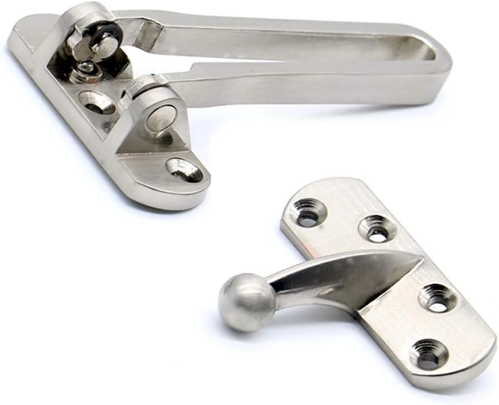 قفل زنجیری درب ضد سرقت دینگچی (100 عددی) مناسب منزل و هتل، محافظ امنیتی درب، قفل میله ای چرخشی، جنس زاماک دایکاست، نیکل ساتن