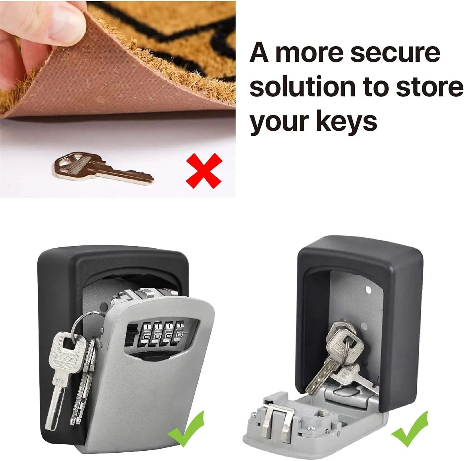 جعبه قفل کلید دیواری eWINNER با رمز عبور 4 رقمی، گاوصندوق کلید امنیتی برای نگهداری کلید ورود اضطراری منزل و اداره