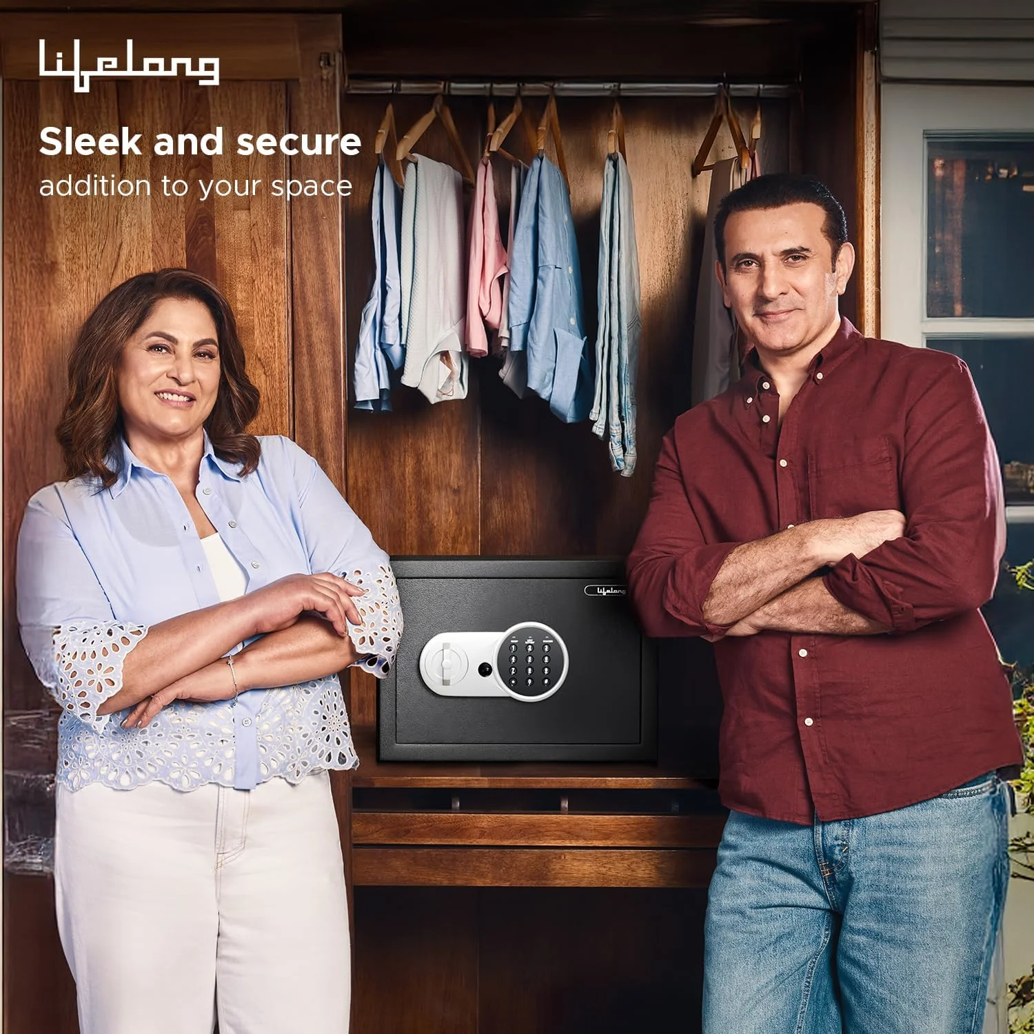 گاوصندوق خانگی الکترونیکی لایف لانگ مدل LLHSL08 با ظرفیت 22 لیتر و چراغ LED | گاوصندوق امنیتی دیجیتال برای خانه و محل کار - 0.8 فوت مکعب، مشکی