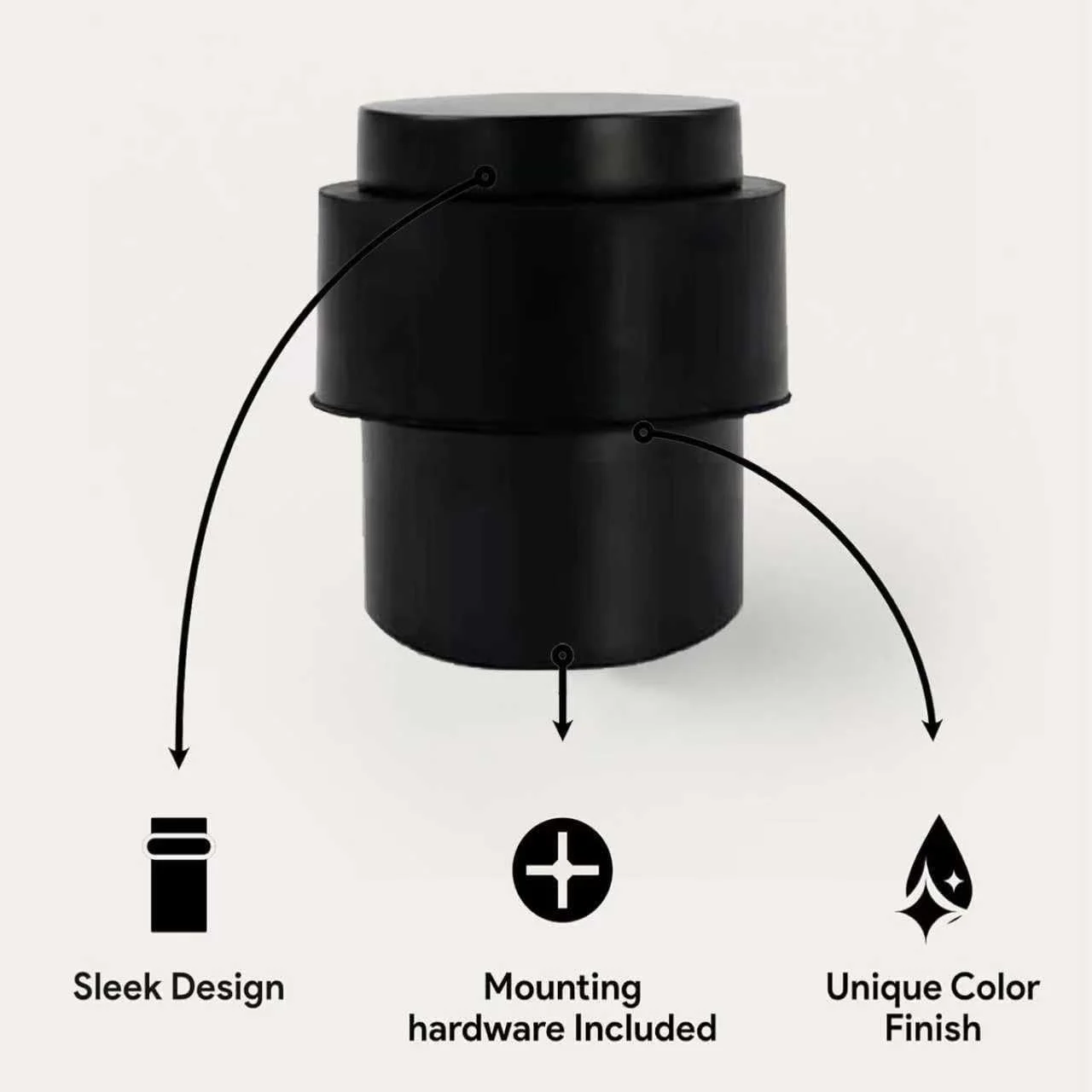 نگهدارنده درب لاستیکی Khtumeware، بسته 2 عددی، روکش نیکل ساتن (4، مشکی)