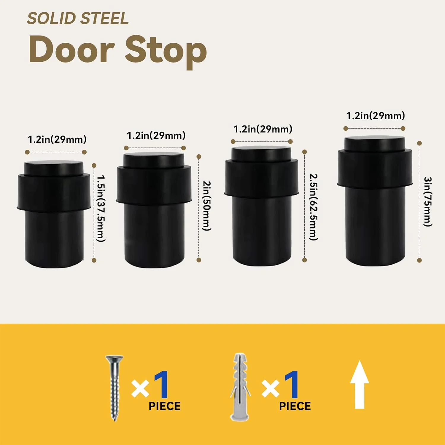 نگهدارنده درب لاستیکی Khtumeware، بسته 2 عددی، روکش نیکل ساتن (4، مشکی)