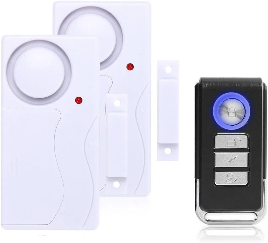 دزدگیر درب و پنجره Mengshen، دزدگیر بی سیم ضد سرقت با کنترل از راه دور برای امنیت خانه، نصب آسان، 105db (شامل 2 دزدگیر و 1 کنترل از راه دور)