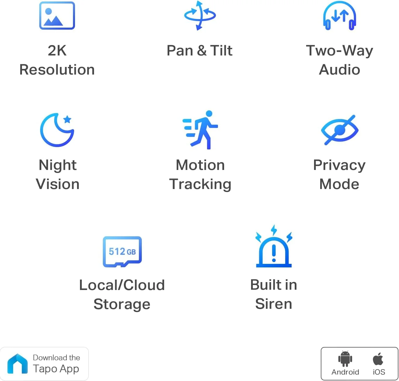 دوربین امنیتی چرخشی 2K Tapo TP-Link برای نظارت کودک، دوربین حیوانات خانگی با تشخیص حرکت، آژیر صوتی دو طرفه، دید در شب، سفید، C210، 1 عدد