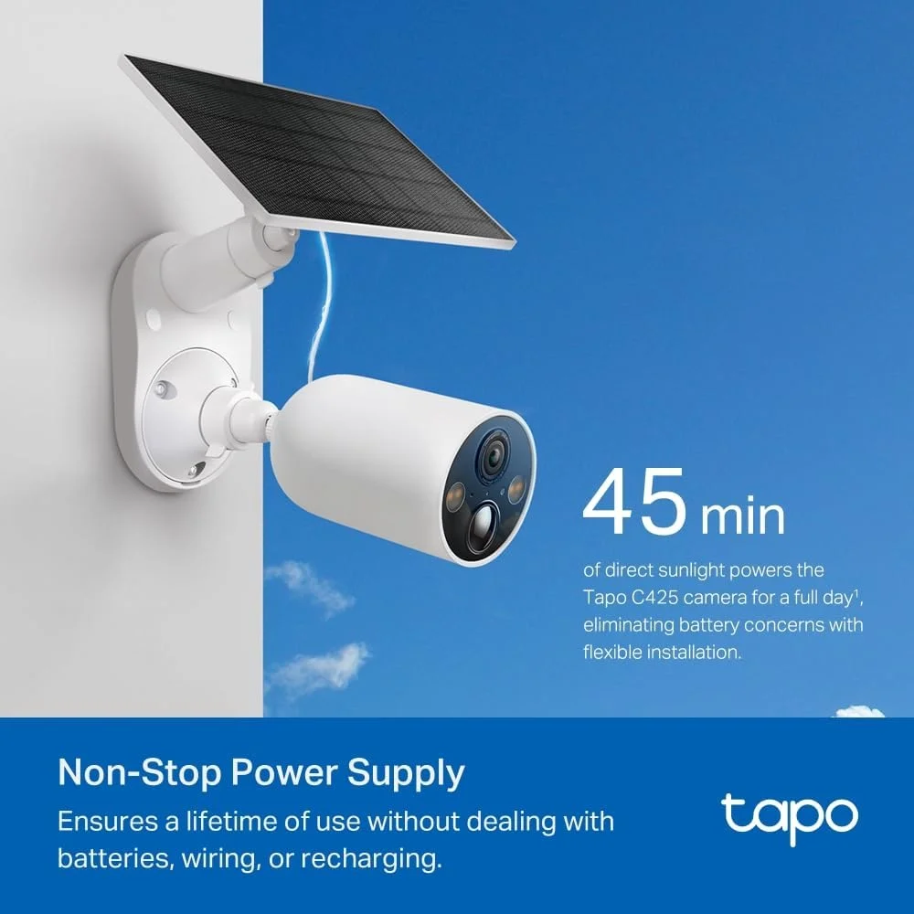 کیت دوربین مداربسته خورشیدی Tapo TC85 KIT، کیفیت 2K QHD 4MP، تشخیص هوش مصنوعی رایگان - تشخیص انسان، حیوان خانگی و وسیله نقلیه، دید در شب رنگی، شارژ مداوم خورشیدی، ضد آب و هوا IP66، میدان دید فوق عریض 150 درجه، بدون نیاز به هاب کیت دوربین مداربسته خورشیدی Tapo TC85 KIT، کیفیت 2K QHD 4MP، تشخیص هوش مصنوعی رایگان - تشخیص انسان، حیوان خانگی و وسیله نقلیه، دید در شب رنگی، شارژ مداوم خورشیدی، ضد آب و هوا IP66، میدان دید فوق عریض 150 درجه، بدون نیاز به هاب