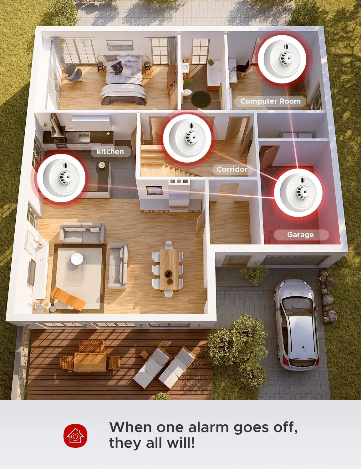 آشکارساز حرارتی وای فای X-Sense با باتری مهر و موم شده 7 ساله و نصب آسان، سازگار با برنامه امنیتی خانه X-Sense، نیاز به ایستگاه پایه SBS50، مدل XH02-M