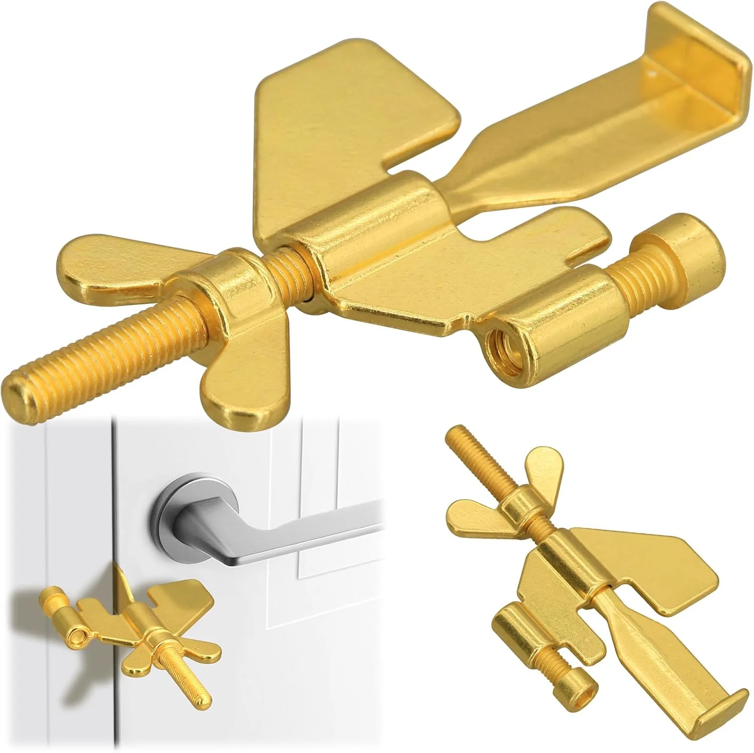 قفل درب قابل حمل ارتقا یافته woiron، قفل درب امنیتی خانگی برای ایمنی و حریم خصوصی بیشتر برای خانه، هتل، مدرسه، آپارتمان (طلایی) قفل درب قابل حمل ارتقا یافته woiron، قفل درب امنیتی خانگی برای ایمنی و حریم خصوصی بیشتر برای خانه، هتل، مدرسه، آپارتمان (طلایی)