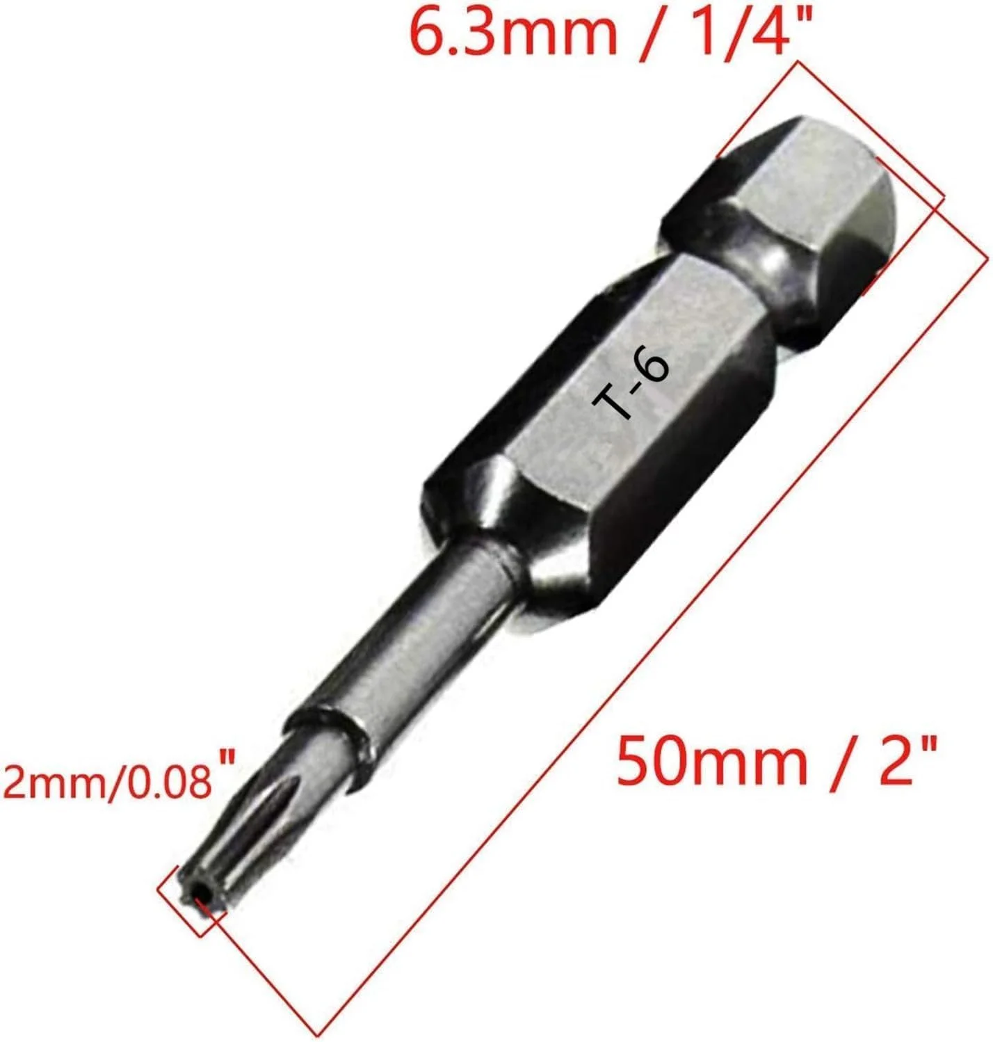 XMHF مجموعه 10 عددی سری پیچ گوشتی ستاره ای T6 با طول 50 میلی متر و شفت هگز 1/4 اینچی