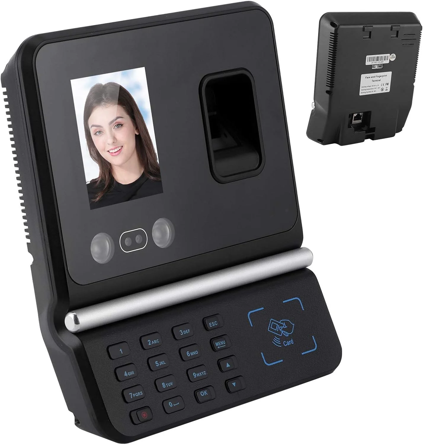 دستگاه حضور و غیاب تشخیص چهره، کنترل دسترسی با الگوریتم تشخیص چهره، روش ورودی T9، 5000 اثر انگشت، تشخیص در شب، مناسب برای دفتر و منزل (#2) دستگاه حضور و غیاب تشخیص چهره، کنترل دسترسی با الگوریتم تشخیص چهره، روش ورودی T9، 5000 اثر انگشت، تشخیص در شب، مناسب برای دفتر و منزل (#2)