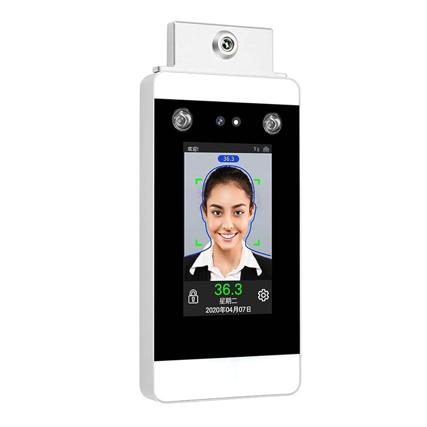 دستگاه ثبت ورود و خروج کارکنان، اندازه گیری دمای بدن، تشخیص چهره پویا، WiFi TCP/IP، سیستم کنترل تردد و کارت های اثر انگشت