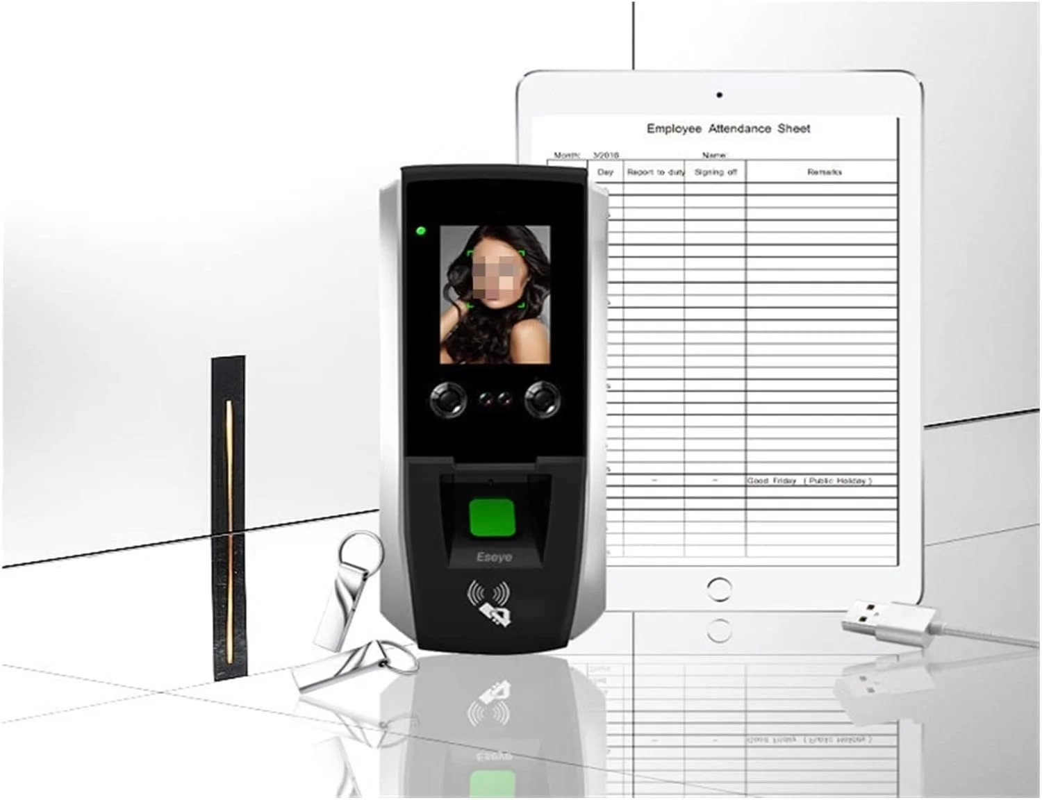 دستگاه حضور و غیاب تشخیص چهره و کارت پانچ تجهیزات الکترونیکی سازمانی با TCP/IP و کنترل دسترسی و ساعت