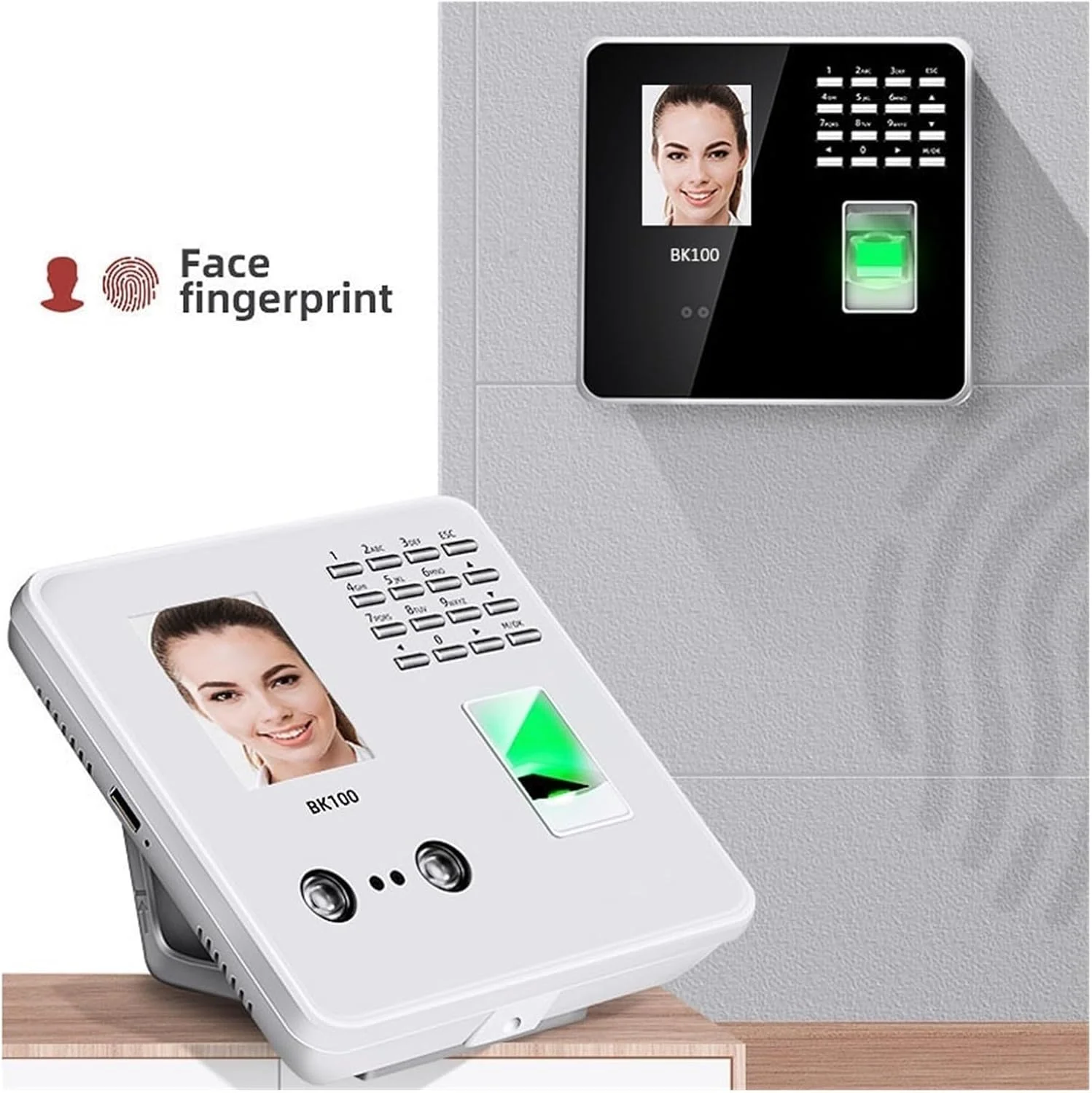 دستگاه حضور و غیاب AJWYSOI مدل BK100 USB TCP تشخیص چهره اثر انگشت بیومتریک، دستگاه ثبت ورود و خروج کارکنان، ثبت اتوماتیک ورود و خروج، کاربری آسان (Bk100)