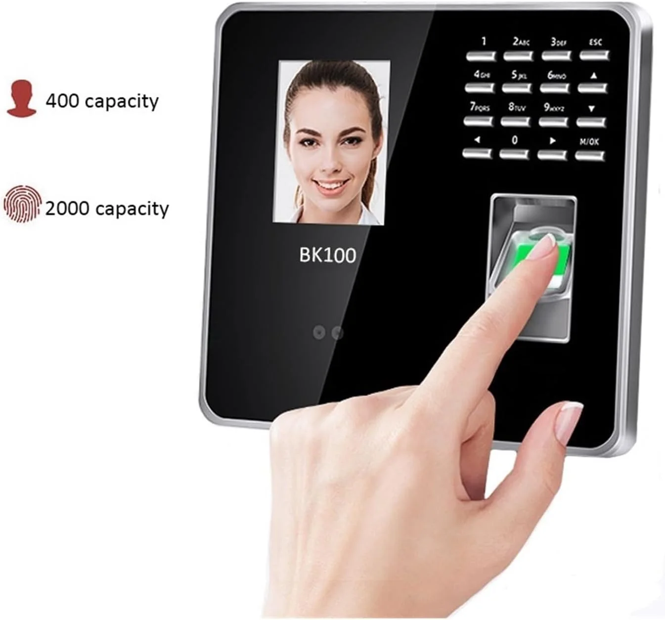 دستگاه حضور و غیاب AJWYSOI مدل BK100 USB TCP تشخیص چهره اثر انگشت بیومتریک، دستگاه ثبت ورود و خروج کارکنان، ثبت اتوماتیک ورود و خروج، کاربری آسان (Bk100)