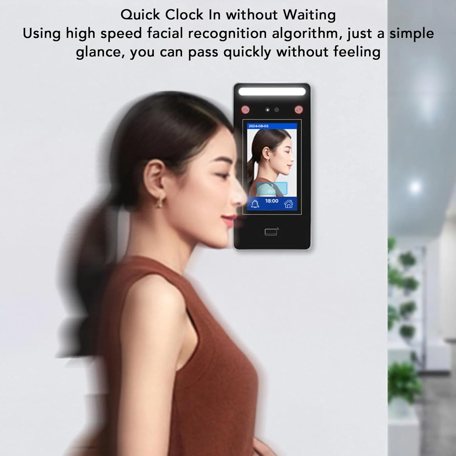 دستگاه ساعت زنی Luocute برای کسب و کارهای کوچک، دستگاه ثبت ورود و خروج بیومتریک با کنترل دسترسی از طریق چهره و کارت، دستگاه حضور و غیاب تشخیص چهره برای کارکنان