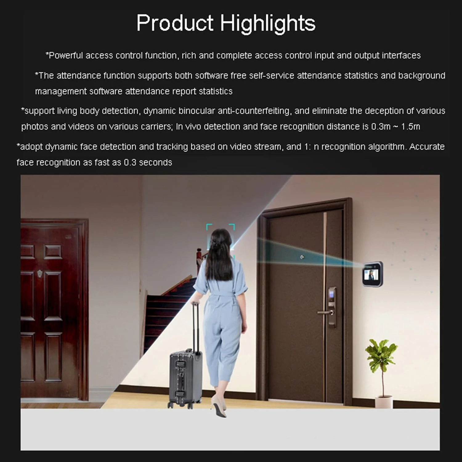 دستگاه ثبت ورود و خروج کارکنان USEBEM با تشخیص چهره، دستگاه حضور و غیاب برای کسب و کارهای کوچک، دستگاه کنترل تردد هوشمند با تشخیص چهره پویا