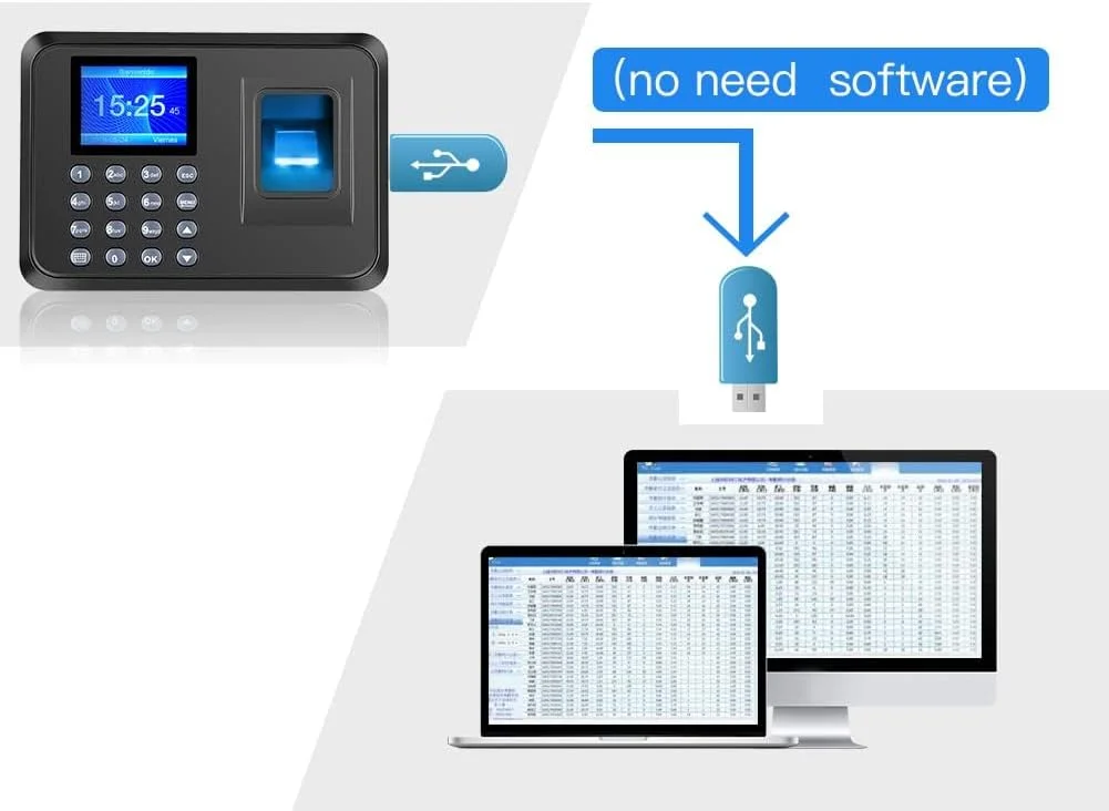 دستگاه حضور و غیاب اثر انگشتی NP، دستگاه هوشمند ثبت تردد، دستگاه بررسی حضور و غیاب با رمز عبور، دستگاه ثبت ورود و خروج کارمندان، صفحه نمایش 2.4 اینچی LCD