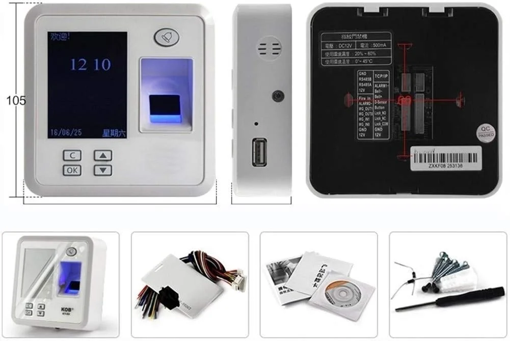 دستگاه ثبت ورود و خروج اثر انگشتی هوشمند هانزالا با نصب آسان و سیستم کنترل دسترسی مستقل برای کارمندان و کسب و کارهای کوچک