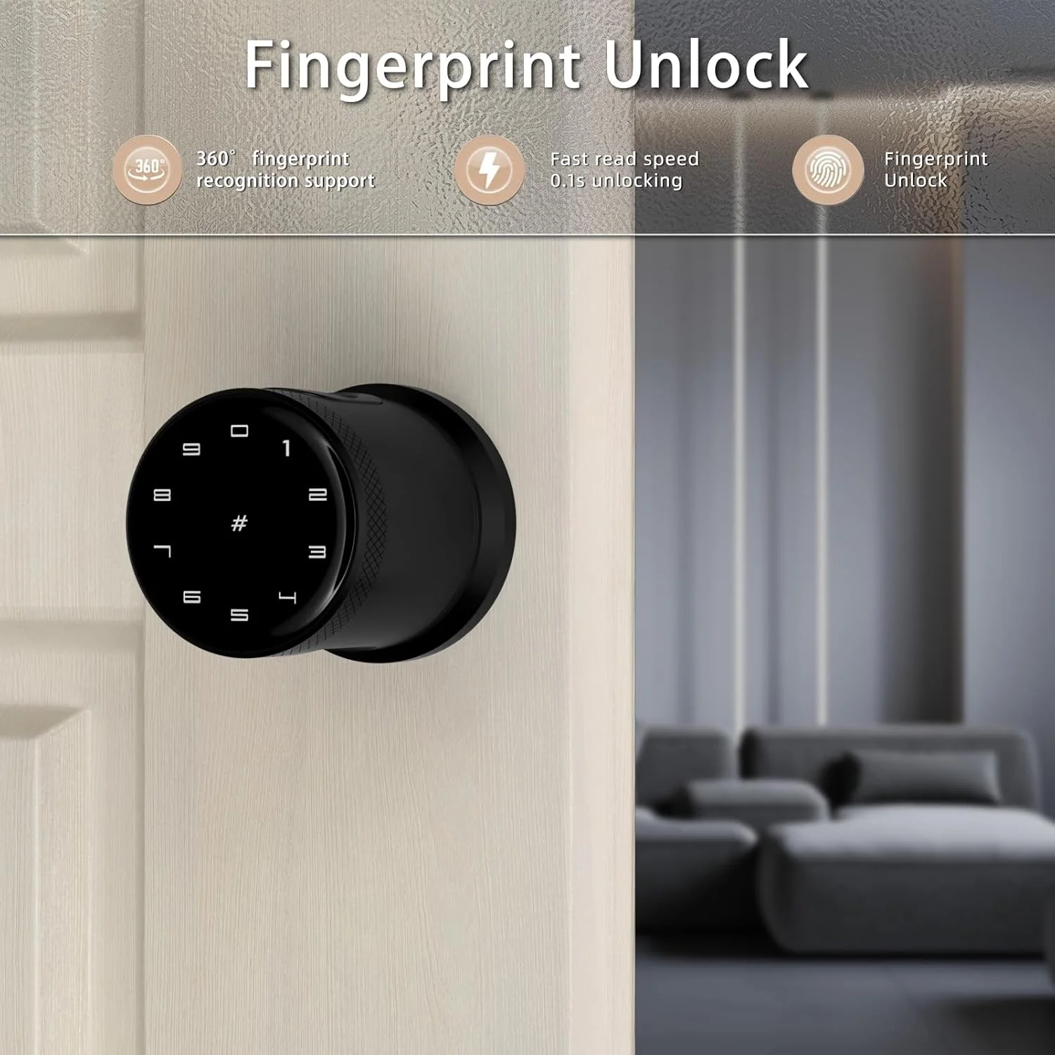 دستگیره قفل درب هوشمند، با برنامه برای اتاق خواب، ورود بدون کلید، شارژ اضطراری، بیومتریک عالی برای اتاق، گاراژ، دفتر، آپارتمان (8806، مشکی) دستگیره قفل درب هوشمند، با برنامه برای اتاق خواب، ورود بدون کلید، شارژ اضطراری، بیومتریک عالی برای اتاق، گاراژ، دفتر، آپارتمان (8806، مشکی)