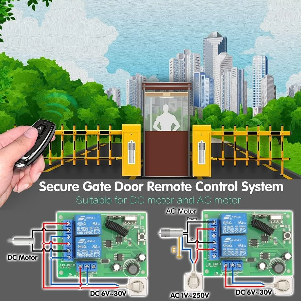 کلید کنترل از راه دور ایمن DieseRC، رله گیرنده بی سیم 433 مگاهرتز RF 10A با 2 فرستنده برای موتور، چراغ، درب، کنترلر DIY، ولتاژ DC 12V 24V 30V