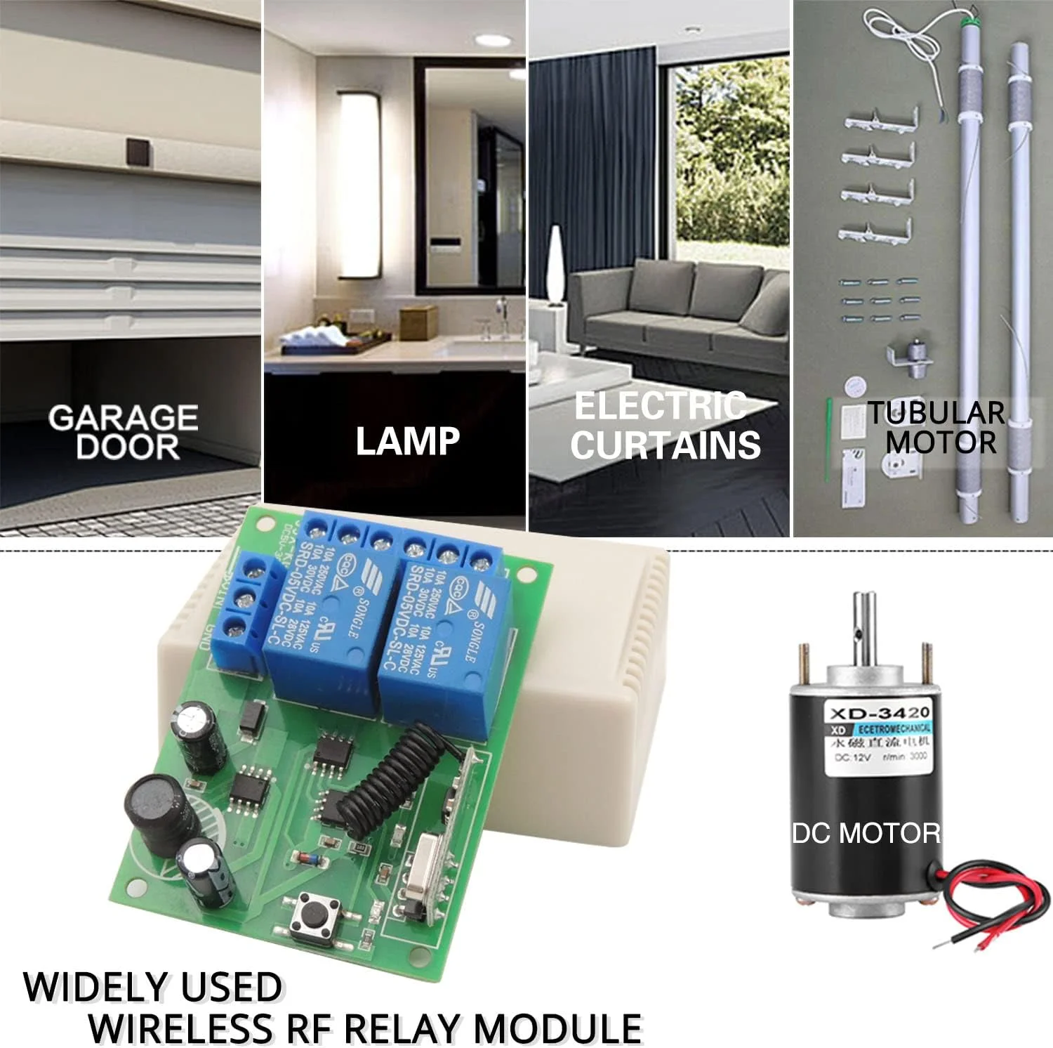 کلید کنترل از راه دور ایمن DieseRC، رله گیرنده بی سیم 433 مگاهرتز RF 10A با 2 فرستنده برای موتور، چراغ، درب، کنترلر DIY، ولتاژ DC 12V 24V 30V