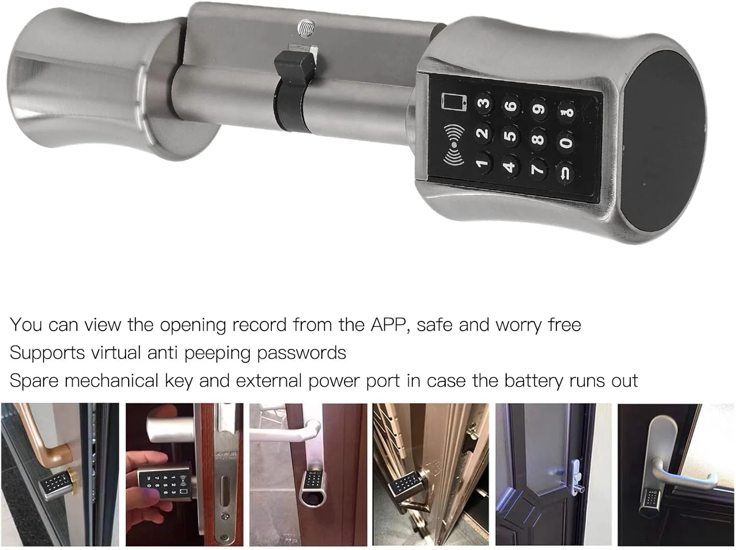 قفل درب ورودی بدون کلید با صفحه کلید، قفل درب برقی هوشمند پشتیبانی از رمز عبور کارت کلید برنامه باز شده، قفل سیلندر هوشمند با رابط اضطراری، برای آپارتمان های هتل خانگی