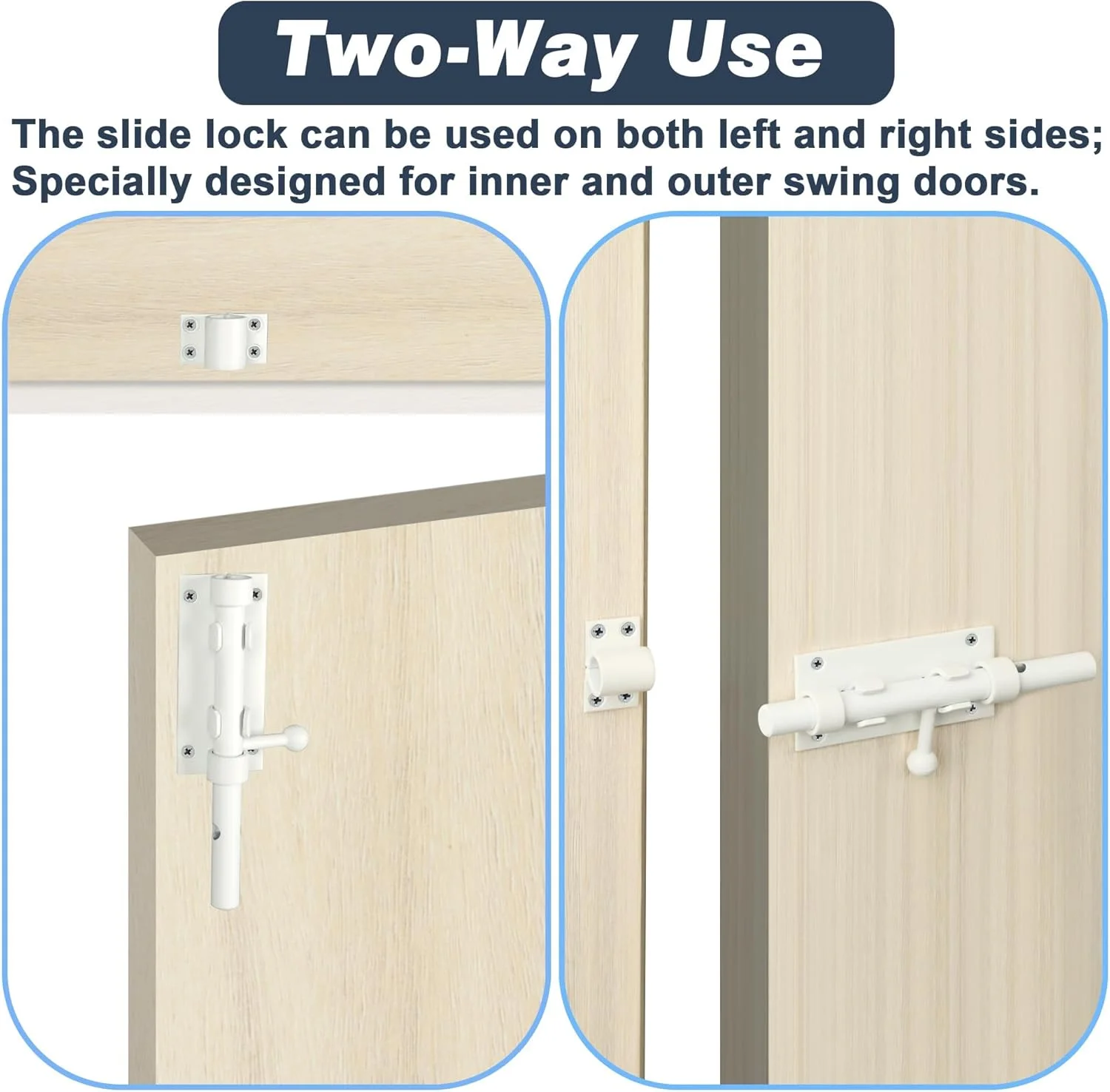 قفل زبانه ای دروازه استیل ضد زنگ SUS304 اکسفور، 6 اینچ، مقاوم در برابر زنگ زدگی، قفل کشویی ضخیم، قفل درب بشکه ای سفید شده برای حصار فضای باز، دروازه چوبی، قفل امنیتی درب انبار