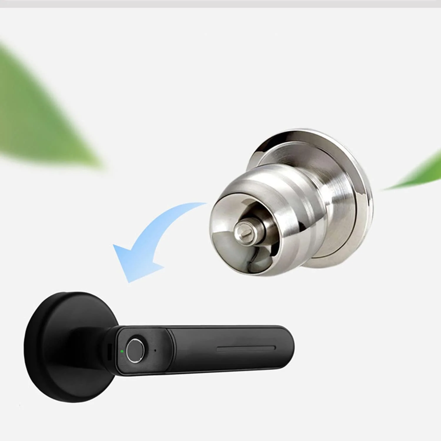 قفل درب امنیتی، قفل درب الکتریکی اثر انگشتی هوشمند با کلید مکانیکی حسگر اتوماتیک قفل امنیتی بی سیم آلیاژ روی مناسب برای دستگیره چپ و راست برای آپارتمان اداری منزل