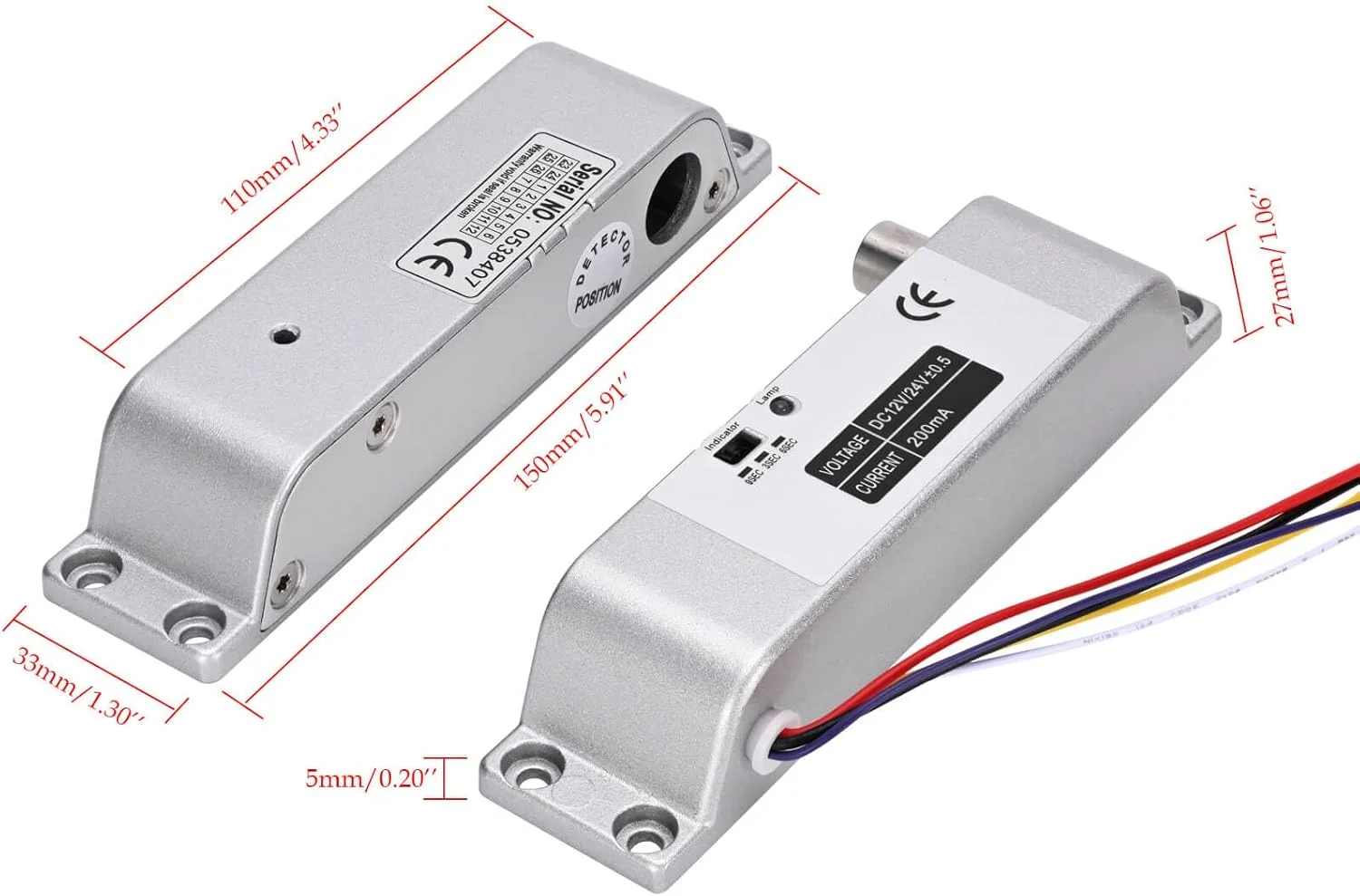 قفل زبانه برقی یوهانوس، حالت عادی قفل، امنیت بالا، قفل درب زبانه الکترونیکی 12 ولت DC برای سیستم کنترل دسترسی با تاخیر زمانی