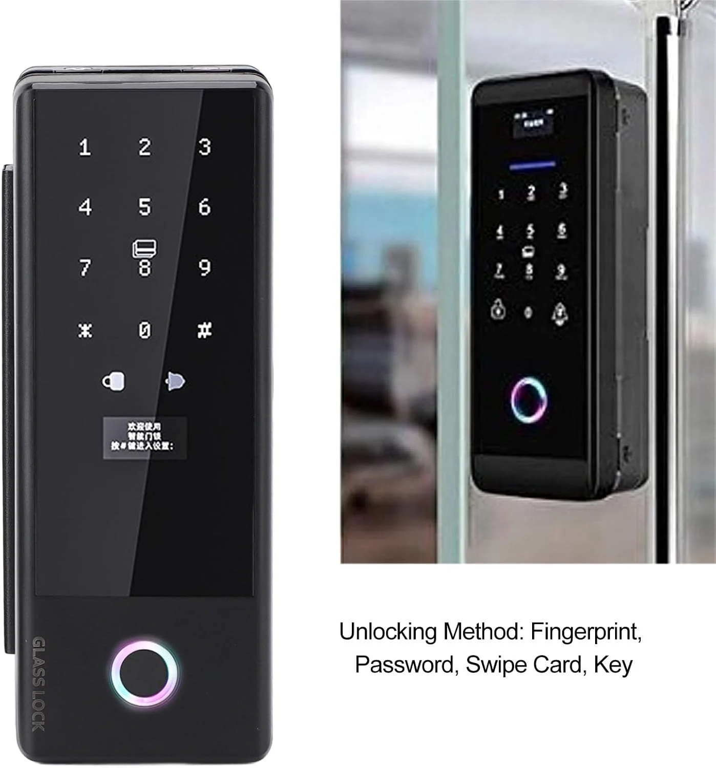 قفل هوشمند درب شیشه ای، قفل ورودی الکترونیکی اثر انگشت، رمز عبور، کارت کشیدنی، وای فای با کلید، روش های ورود چندگانه، دستگاه های هوشمند خانگی برای درب کشویی چوبی