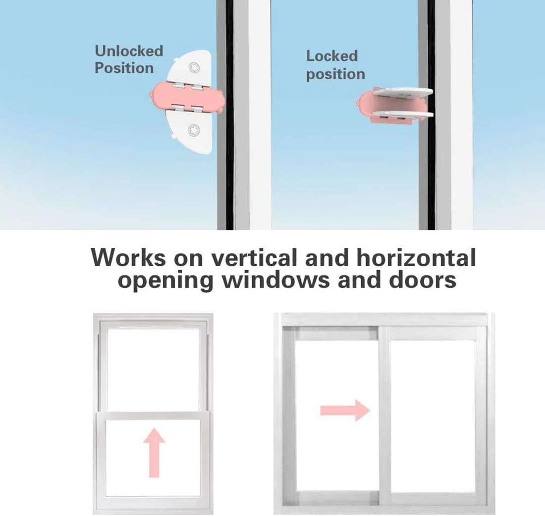 قفل درب و پنجره کشویی ایمنی کودک خزنه (بسته 3 عددی) - امنیت سنگین با نوار چسب قوی، نصب بدون نیاز به سوراخ کاری برای حمام، پاسیو، کمد، درب دوش، کرکره و درب های شیشه ای