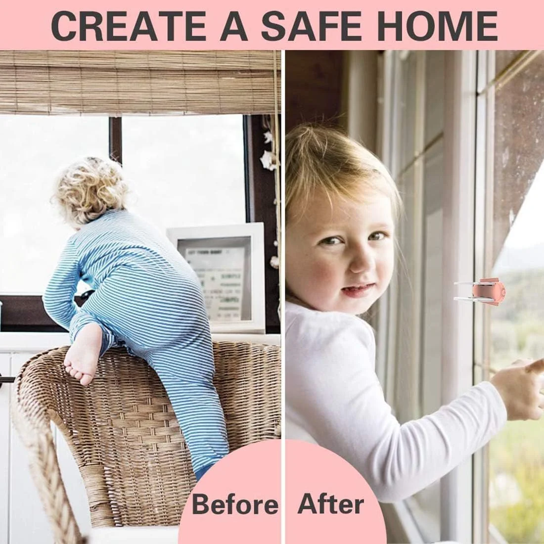 قفل درب و پنجره کشویی ایمنی کودک خزنه (بسته 3 عددی) - امنیت سنگین با نوار چسب قوی، نصب بدون نیاز به سوراخ کاری برای حمام، پاسیو، کمد، درب دوش، کرکره و درب های شیشه ای