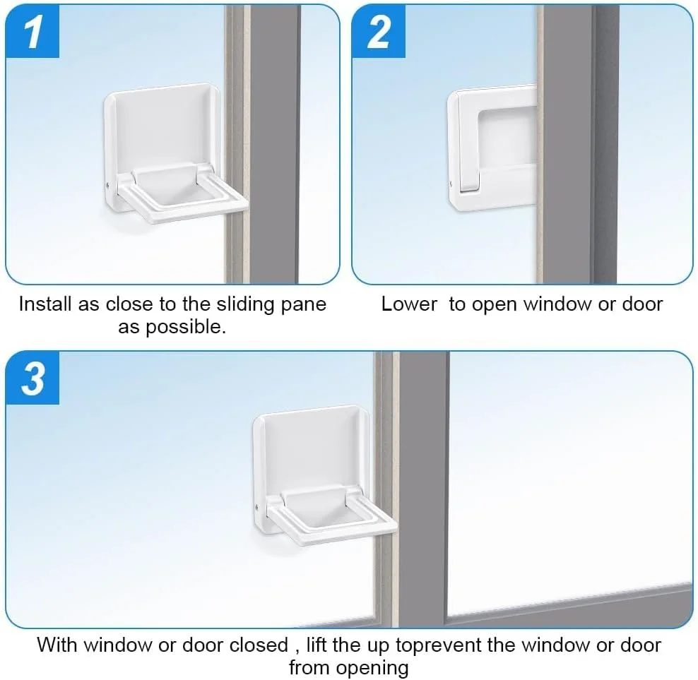 قفل درب کشویی کودک خزنا، 4 عدد قفل درب شیشه ای کشویی کودک، قفل درب کمد کشویی، محافظ کودک و حیوانات خانگی از درب کشویی، قفل ایمنی کودک بدون کلید برای درب پاسیو، درب کمد (سفید، کوچک)