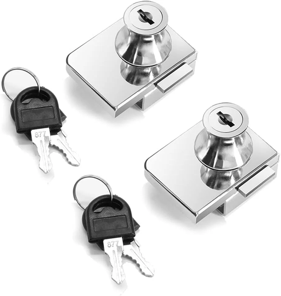 قفل امنیتی دو طرفه Lizipai، مناسب برای درب شیشه ای 0.2-1.8 سانتی متر، کلید جداگانه بدون نیاز به سوراخکاری، آلیاژ روی