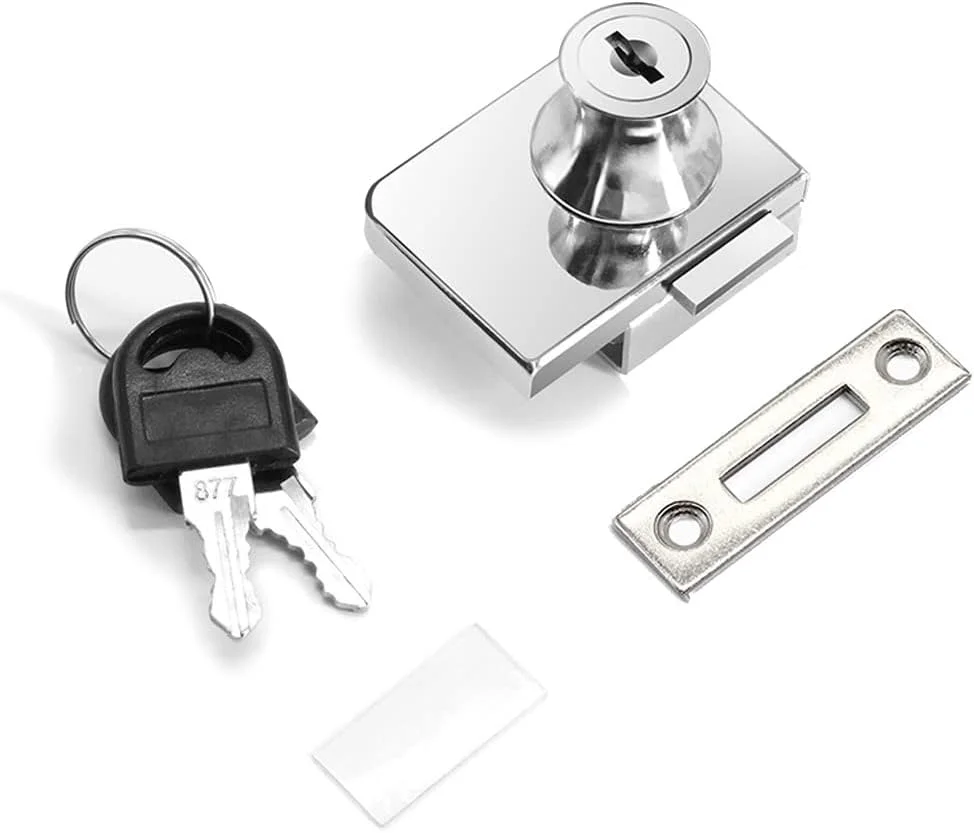 قفل امنیتی دو طرفه Lizipai، مناسب برای درب شیشه ای 0.2-1.8 سانتی متر، کلید جداگانه بدون نیاز به سوراخکاری، آلیاژ روی