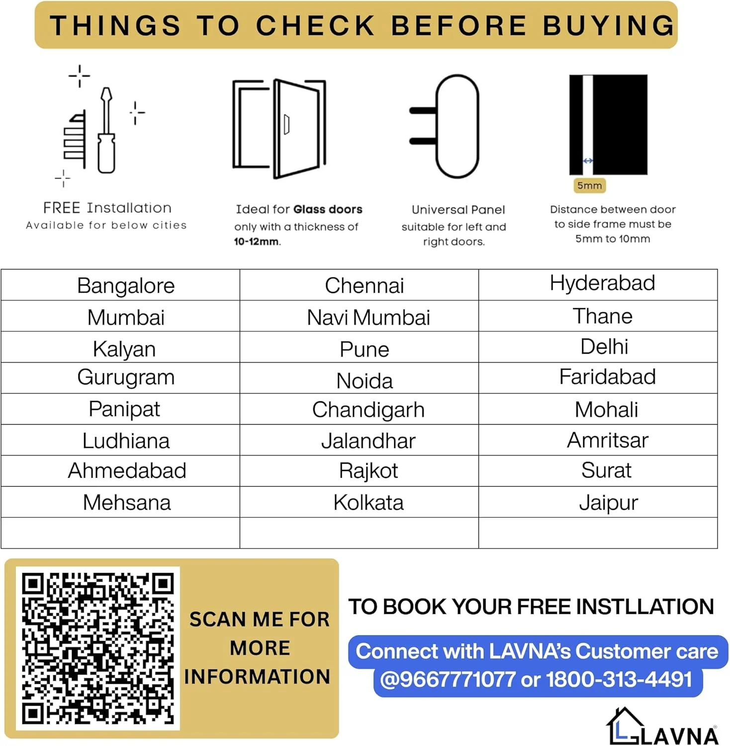 قفل درب شیشه ای LAVNA LA5 با 7 روش دسترسی: اثر انگشت، وای فای، اپلیکیشن موبایل، ریموت، رمز یکبار مصرف، پین کد و کارت RFID فقط برای درب های شیشه ای 10-12 میلی متری (نسل جدید LA5)