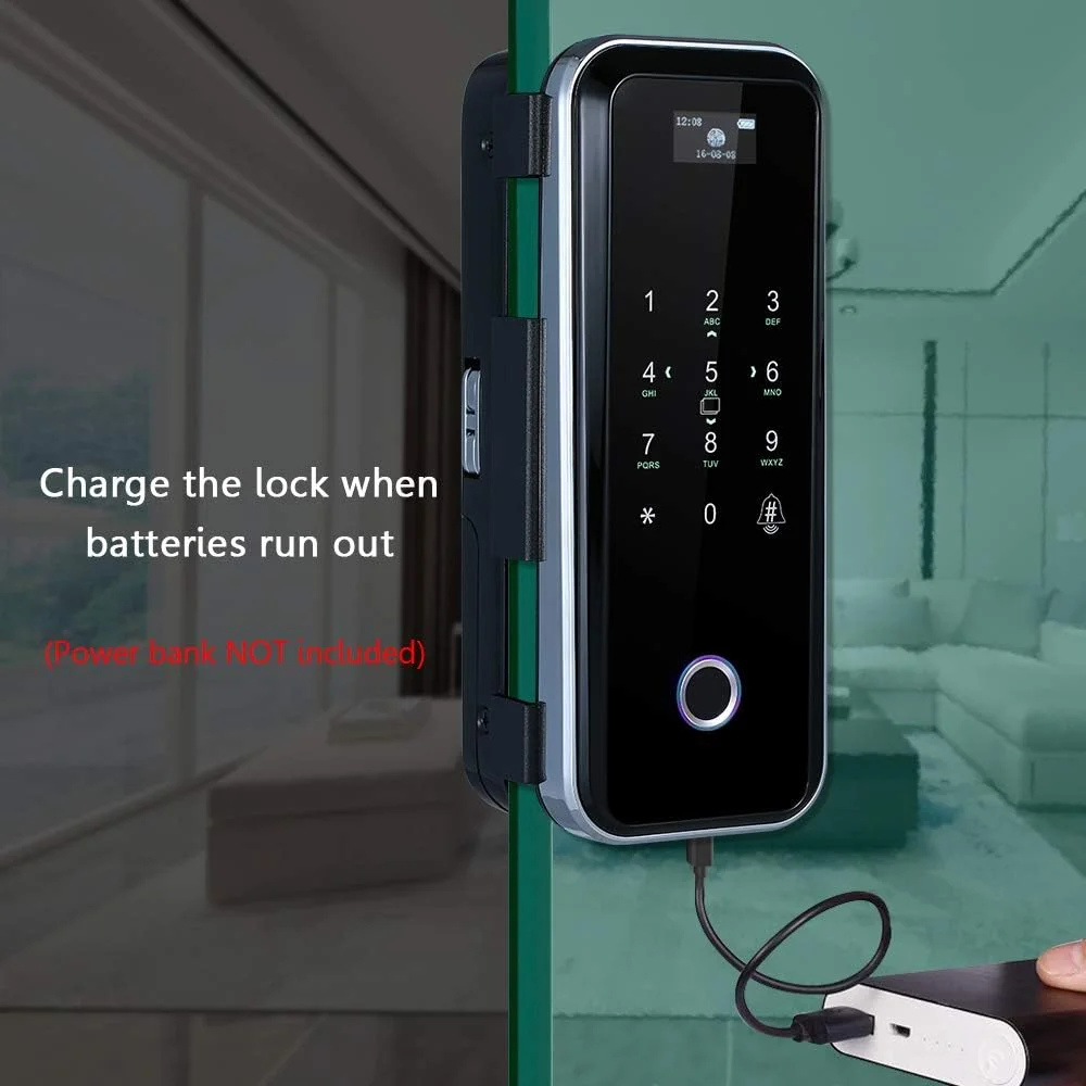 قفل درب شیشه ای اثر انگشتی هوشمند مورلیان، 4 روش برای باز کردن قفل، مسیریابی صوتی هوشمند، کنترل از راه دور، ضد دید زدن، ضد رمزگشایی، صفحه لمسی پیشرفته برای چپ و راست