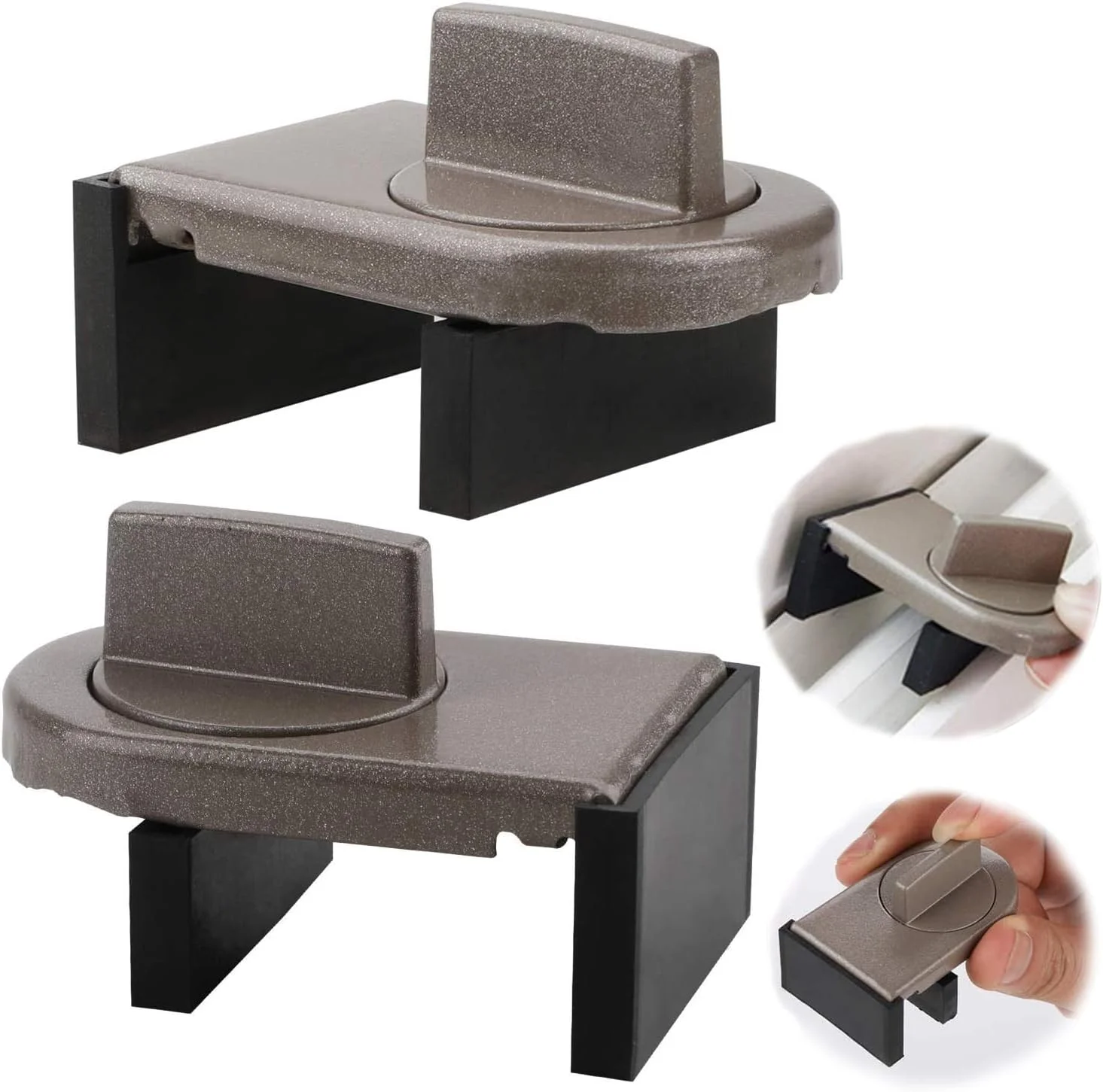 قفل کشویی درب و پنجره روبیک با روکش لاستیکی و قفل ایمنی قابل تنظیم برای ایمنی کودکان (بسته 2 عددی، قهوه ای)