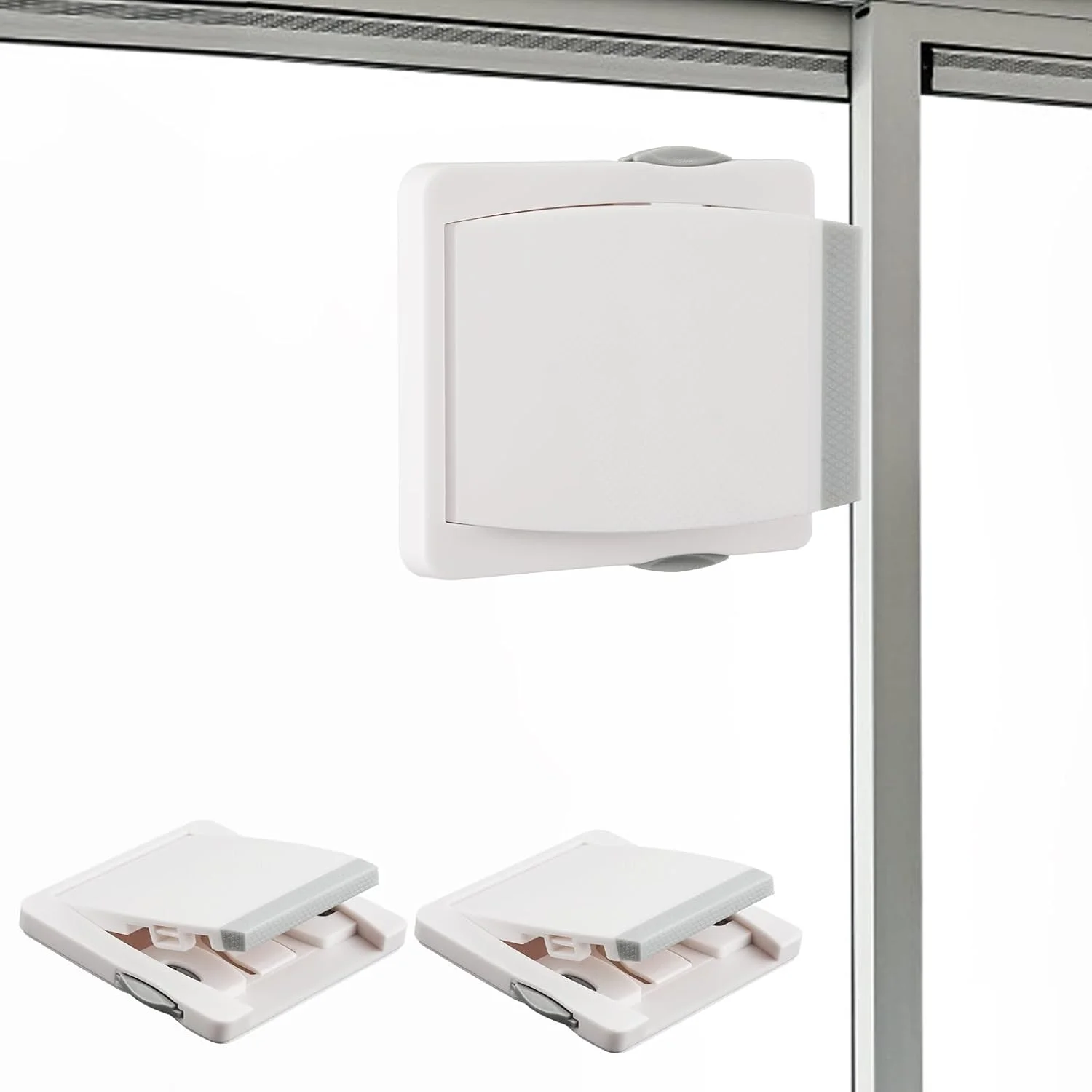 قفل درب شیشه ای کشویی کودک سانزز COOLive، قفل استاپر پنجره کشویی کودک، قفل کابینت ایمنی، محافظت ایمنی درب پاسیو کشویی (خاکستری)، 2 عدد