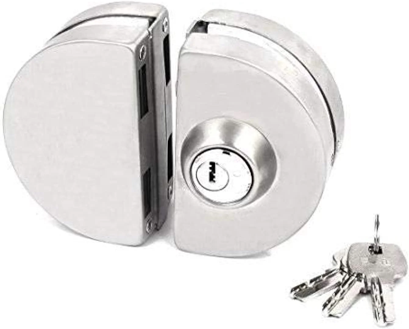 قفل درب شیشه ای نیم دایره با 3 کلید برنجی موج دار