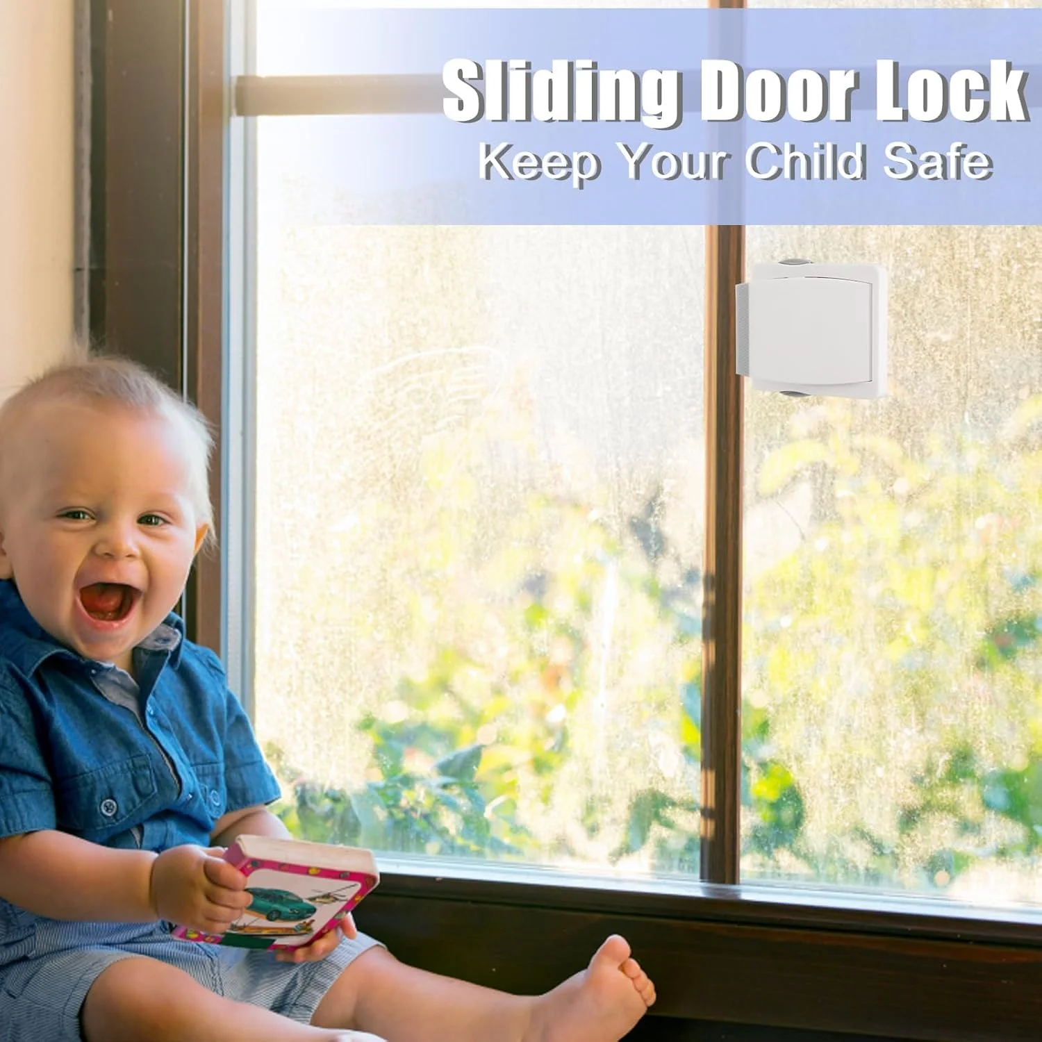 قفل درب شیشه ای کشویی کودک سانزز COOLive، قفل استاپر پنجره کشویی کودک، قفل کابینت ایمنی، محافظت ایمنی درب پاسیو کشویی (خاکستری)، 2 عدد
