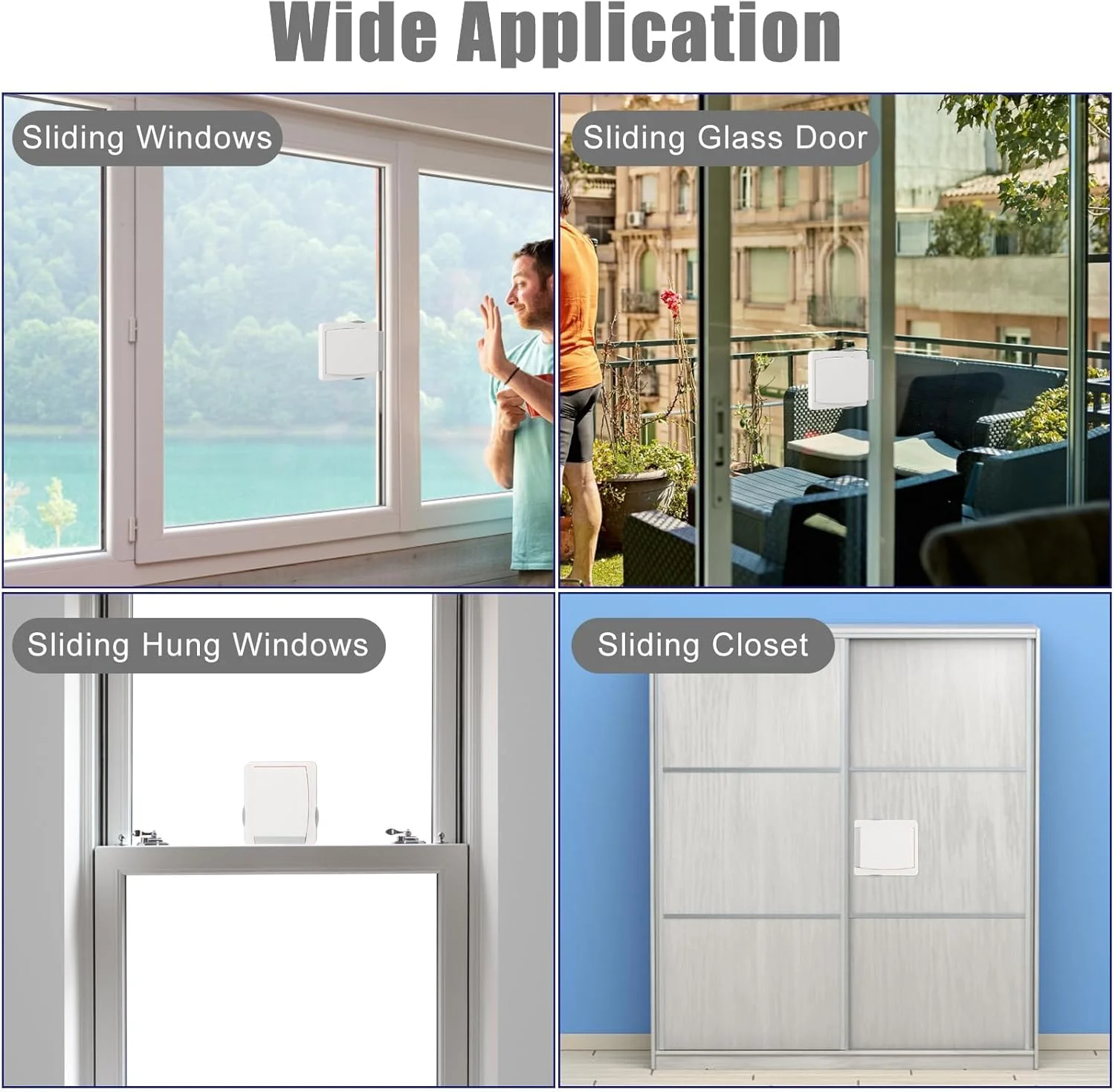 قفل درب شیشه ای کشویی کودک سانزز COOLive، قفل استاپر پنجره کشویی کودک، قفل کابینت ایمنی، محافظت ایمنی درب پاسیو کشویی (خاکستری)، 2 عدد