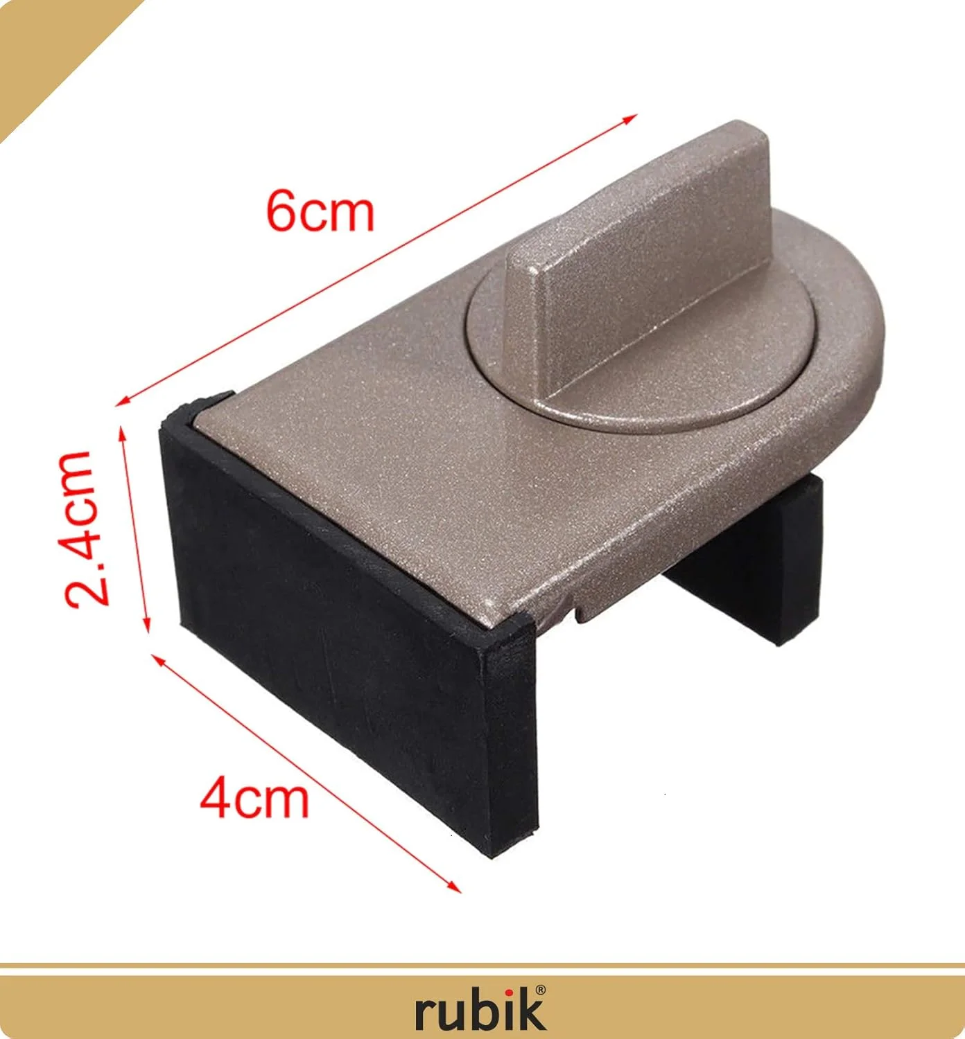 قفل کشویی درب و پنجره روبیک با روکش لاستیکی و قفل ایمنی قابل تنظیم برای ایمنی کودکان (بسته 2 عددی، قهوه ای)