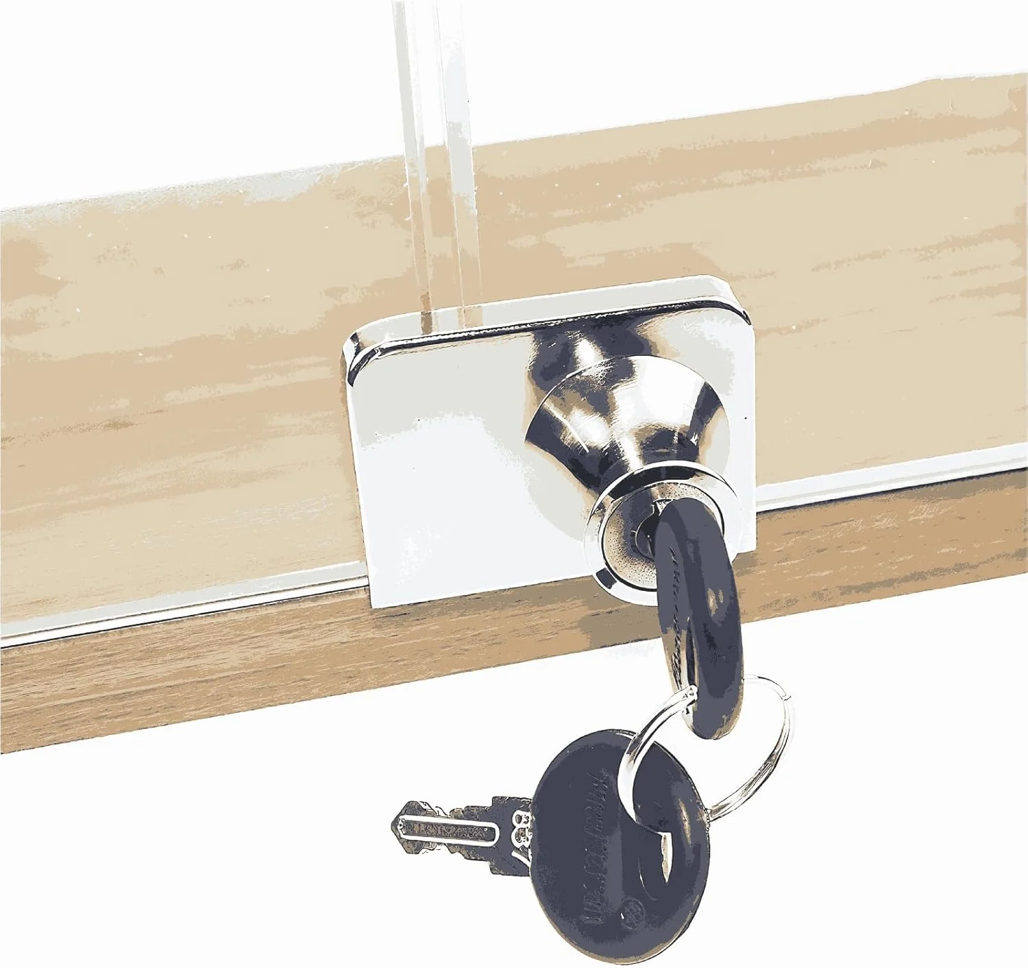 قفل درب شیشه ای کابینت، قفل امنیتی ویترین درب های شیشه ای تک و دوتایی، مناسب برای درب های شیشه ای 5 تا 8 میلی متری، کلید جداگانه بدون نیاز به سوراخ کاری، آلیاژ روی