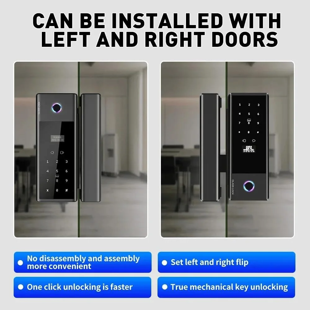 قفل درب هوشمند روبو سیف لایو، قفل هوشمند لمسی امنیتی، قفل درب با عملکرد اثر انگشت، رمز عبور، کارت و عملکرد حضور و غیاب برای درب های شیشه ای و چوبی، عملکرد حضور و غیاب PP، رابط Type C