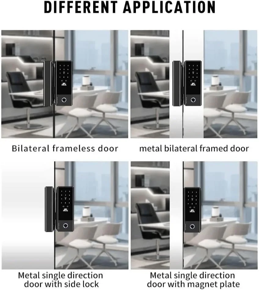 قفل درب هوشمند روبو سیف لایو، قفل هوشمند لمسی امنیتی، قفل درب با عملکرد اثر انگشت، رمز عبور، کارت و عملکرد حضور و غیاب برای درب های شیشه ای و چوبی، عملکرد حضور و غیاب PP، رابط Type C