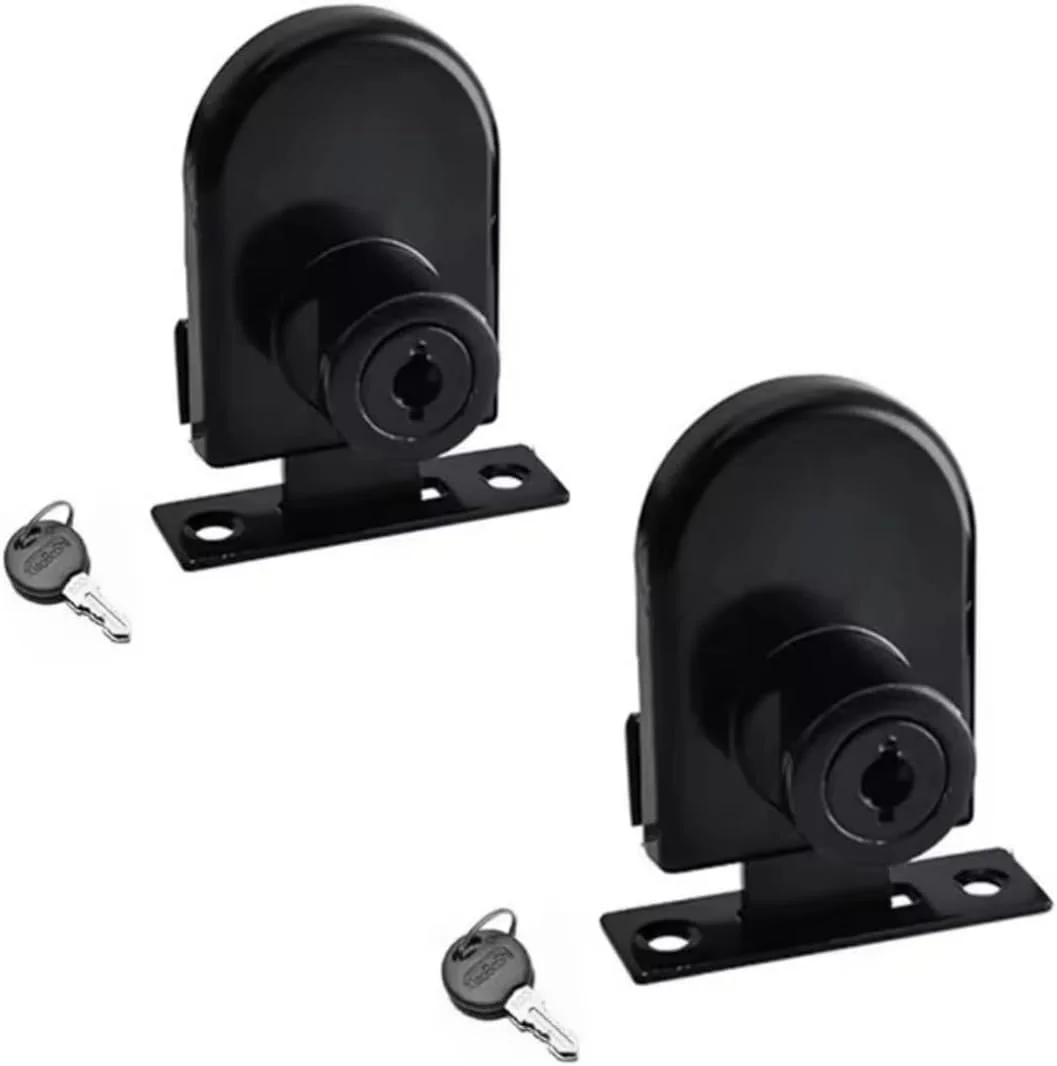 قفل کابینت شیشه ای تک لنگه 408، قفل امنیتی، قفل درب شیشه ای آلیاژ روی، قفل جایگزین ویترین برای شیشه های 5-8 میلی متری، مشکی، بسته 2 عددی