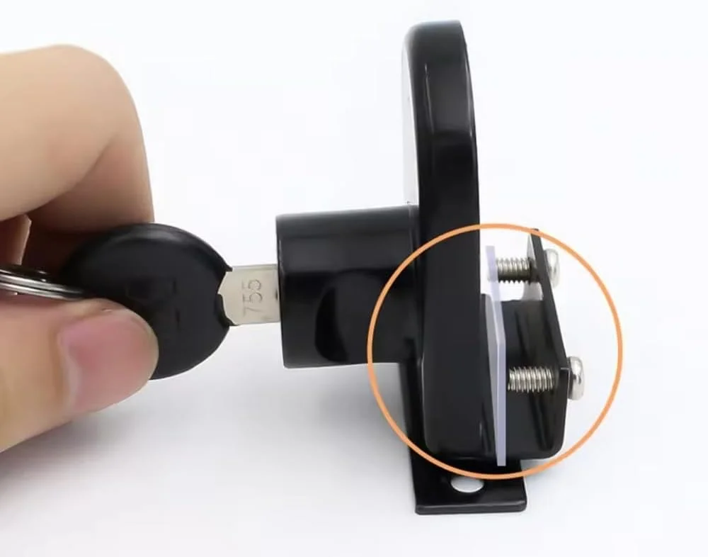 قفل کابینت شیشه ای تک لنگه 408، قفل امنیتی، قفل درب شیشه ای آلیاژ روی، قفل جایگزین ویترین برای شیشه های 5-8 میلی متری، مشکی، بسته 2 عددی